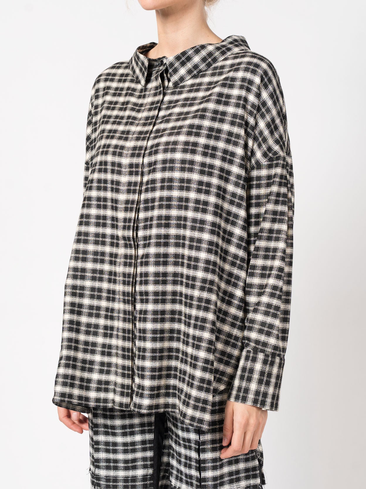 Oversized Plaid Cotton Shirt - by 139DEC
