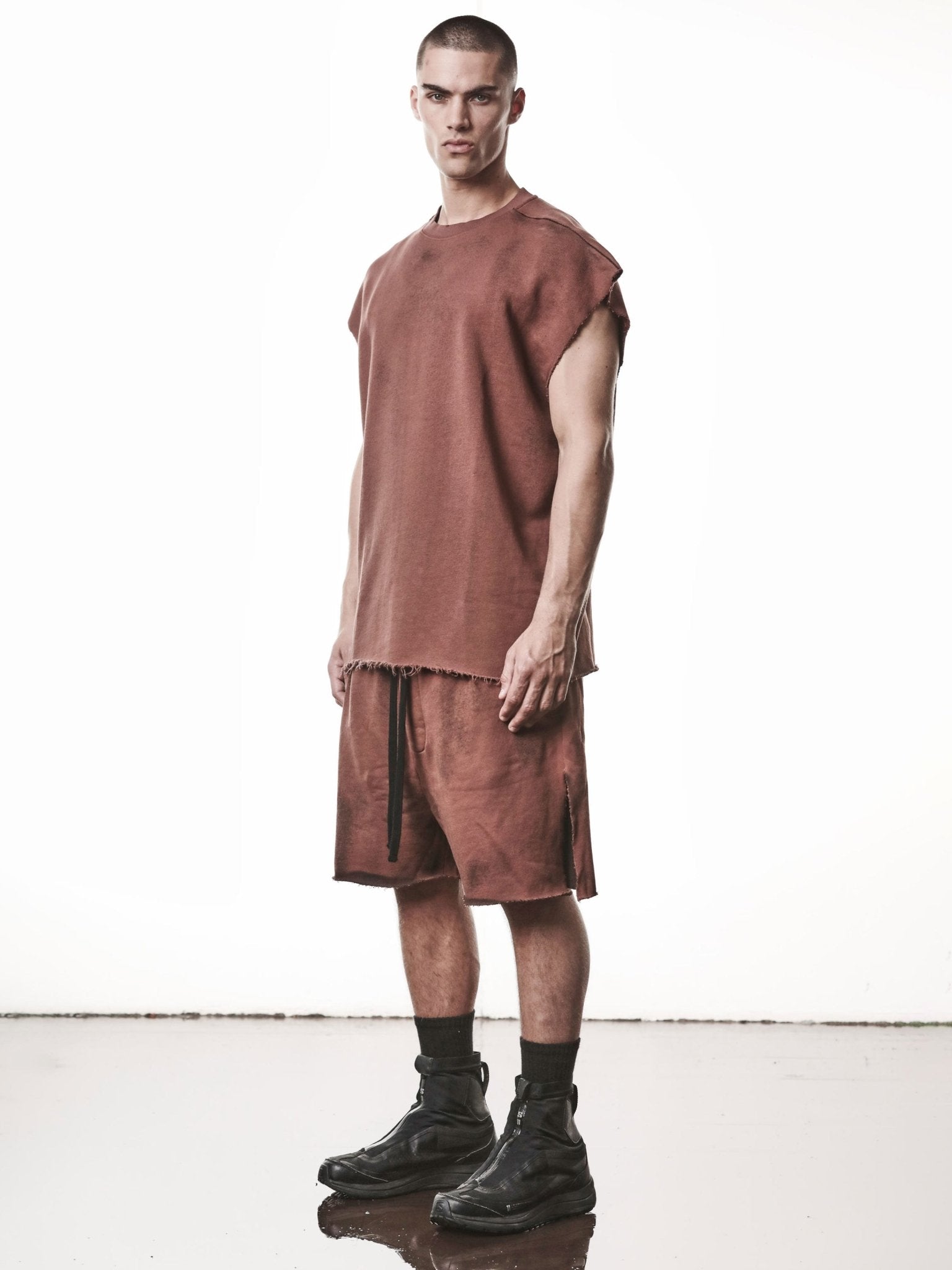 Thom Krom Oversized Raw Sweat Top - broad shoulder construction, spray-red