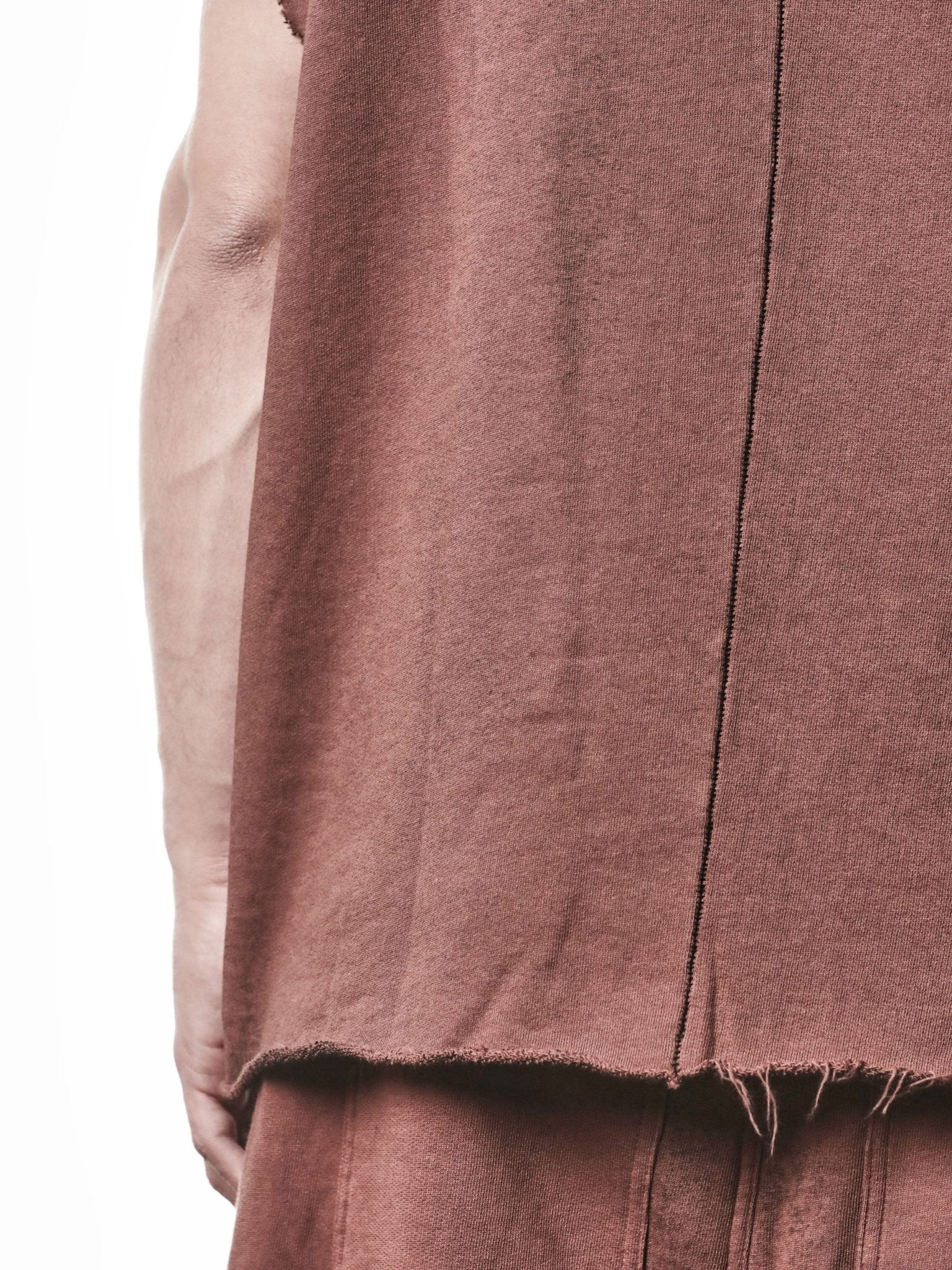 Thom Krom Oversized Raw Sweat Top - raw hem detail, spray-red cotton