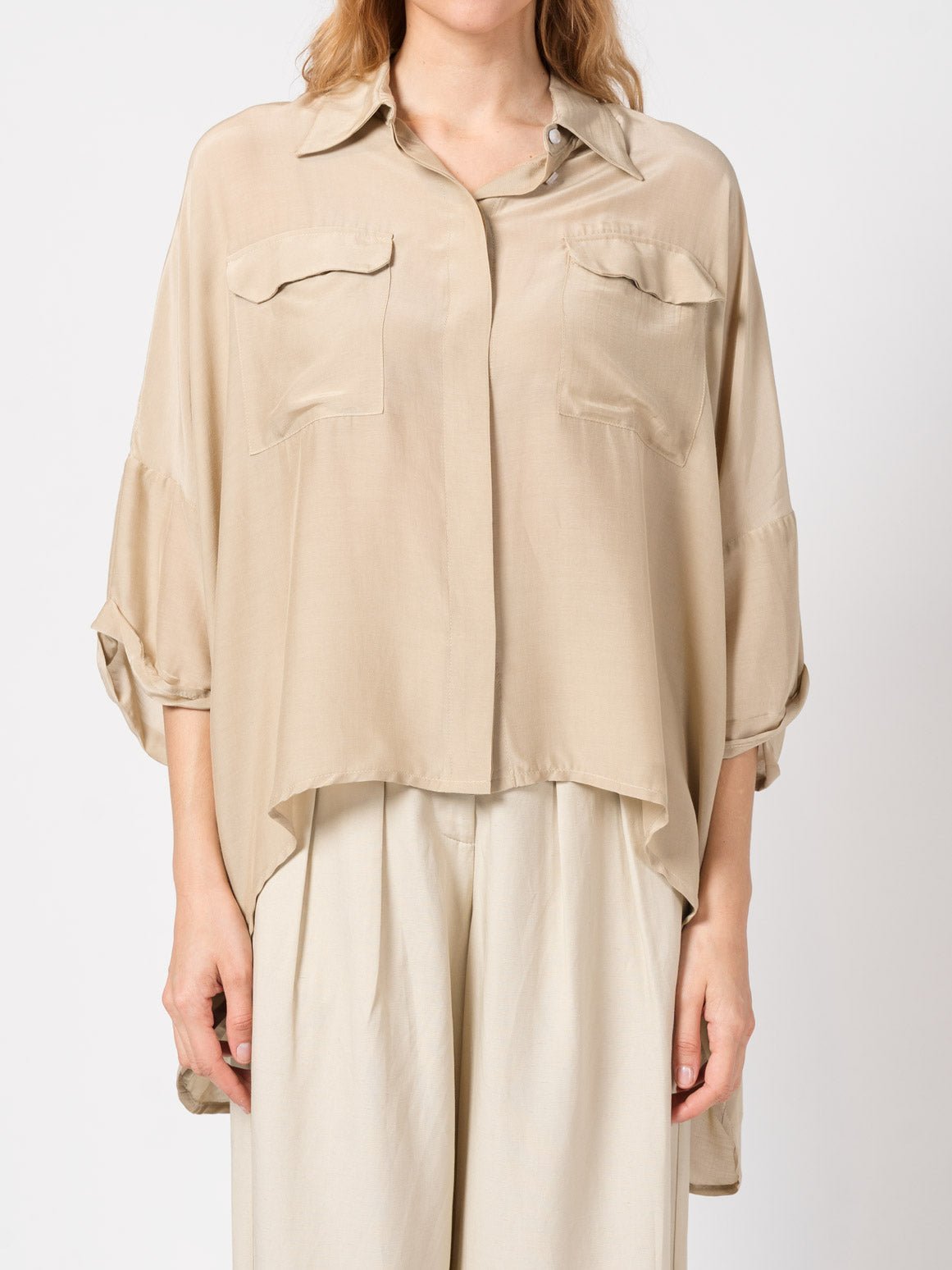 Oversized Silk - Blend Shirt - by NOSTRA SANTISSIMA