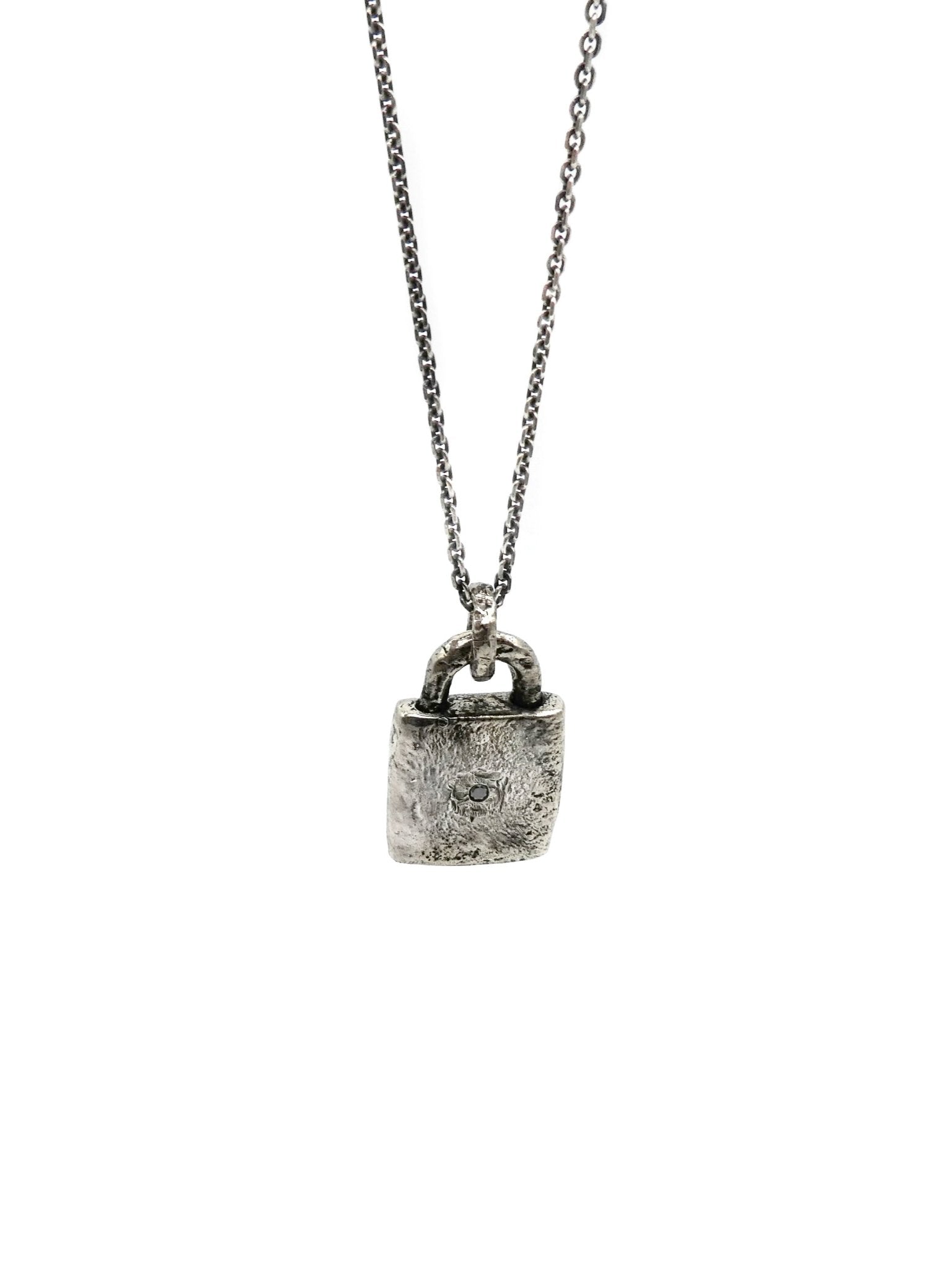 Padlock Necklace with Black Diamond - by ENRI MARS