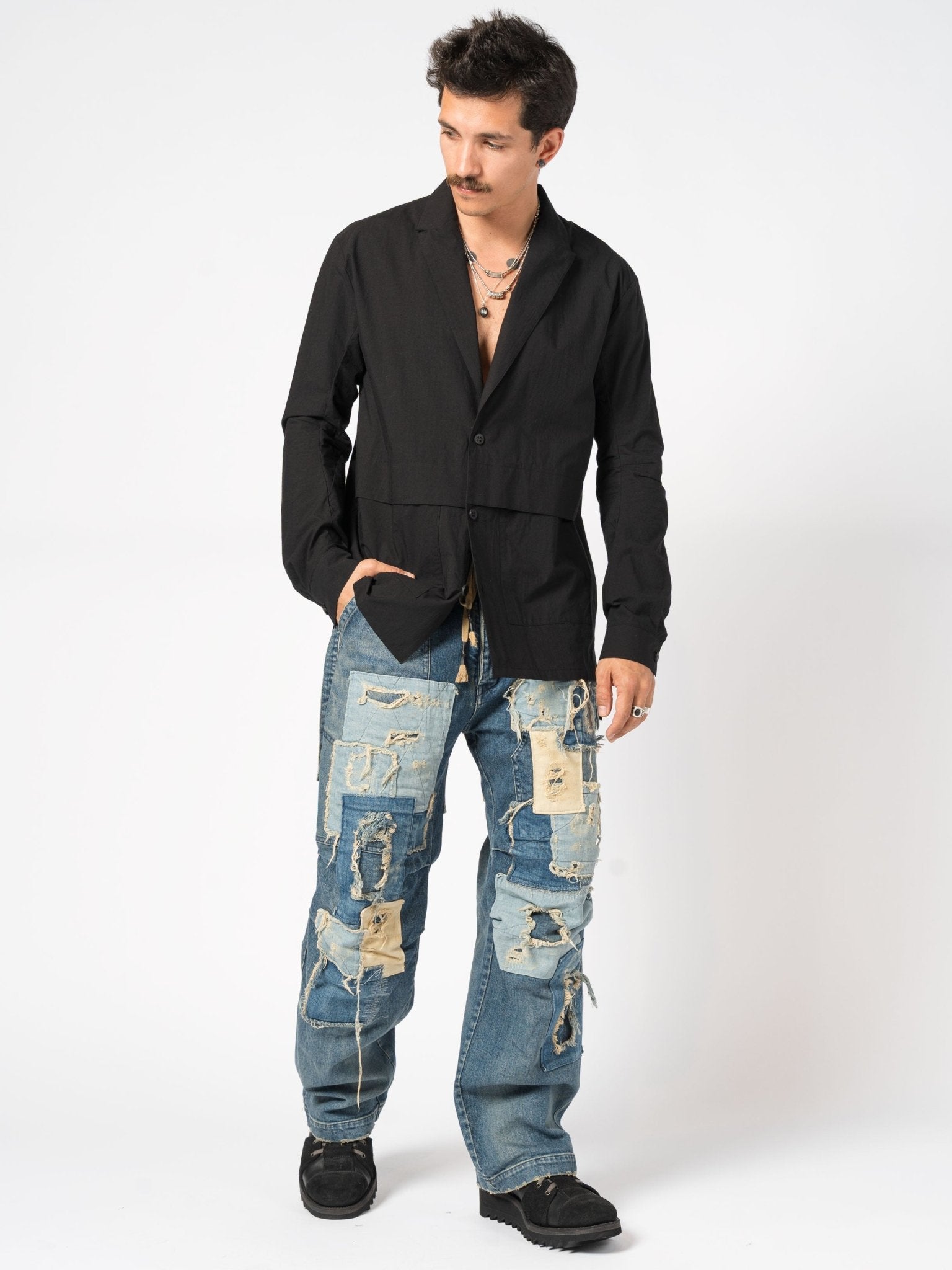 Patchwork Utility Denim Pants - by D.HYGEN