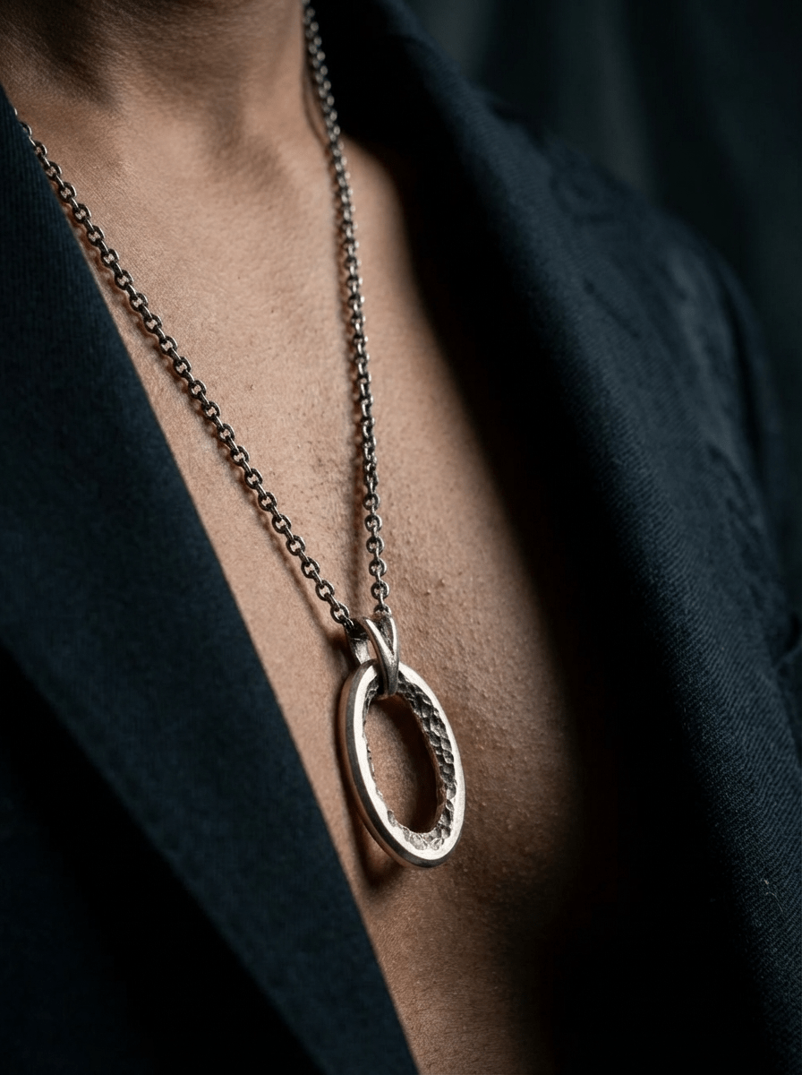 Pendant Necklace with Raw Oval Element - by AITO