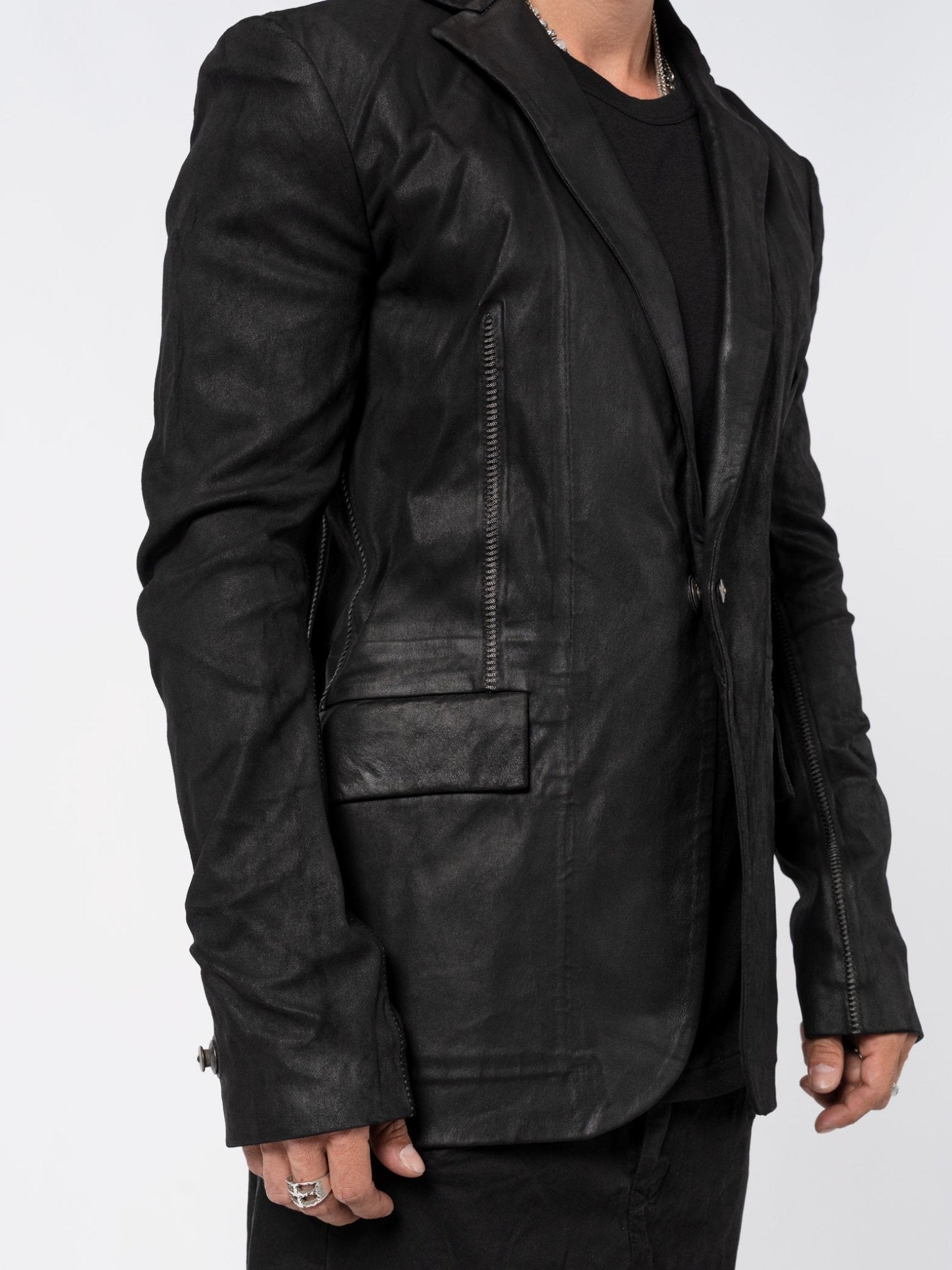 Pionnier Stretch Leather Blazer - by ISAAC SELLAM
