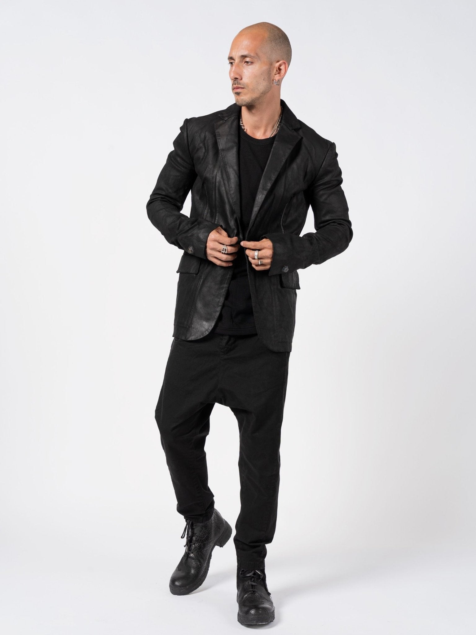 Pionnier Stretch Leather Blazer - by ISAAC SELLAM