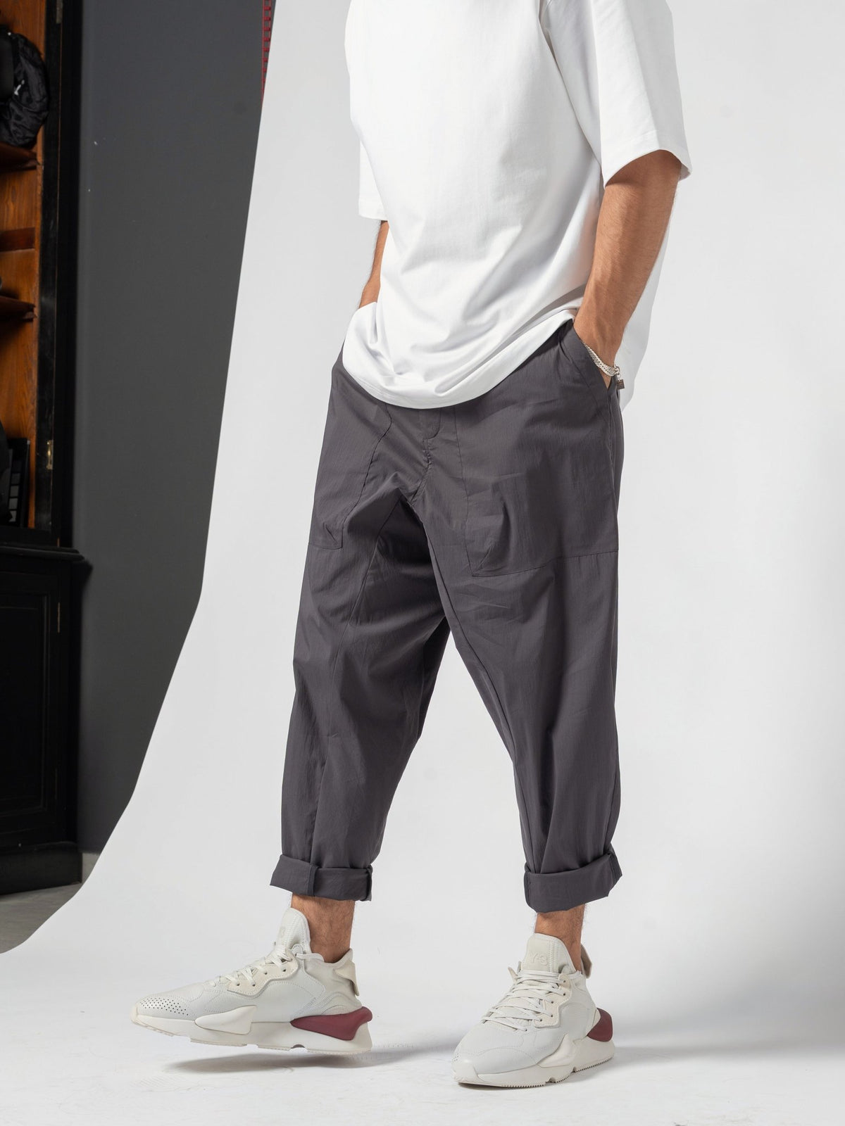 Pleated Drop-Crotch Pants - by AITO