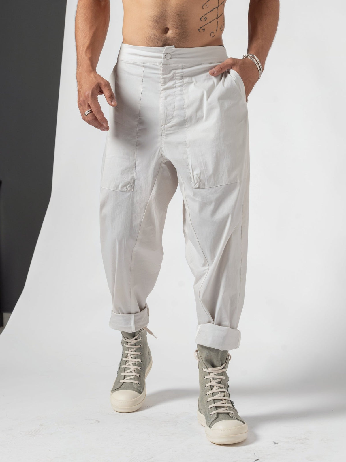 Pleated Drop-Crotch Pants - by AITO