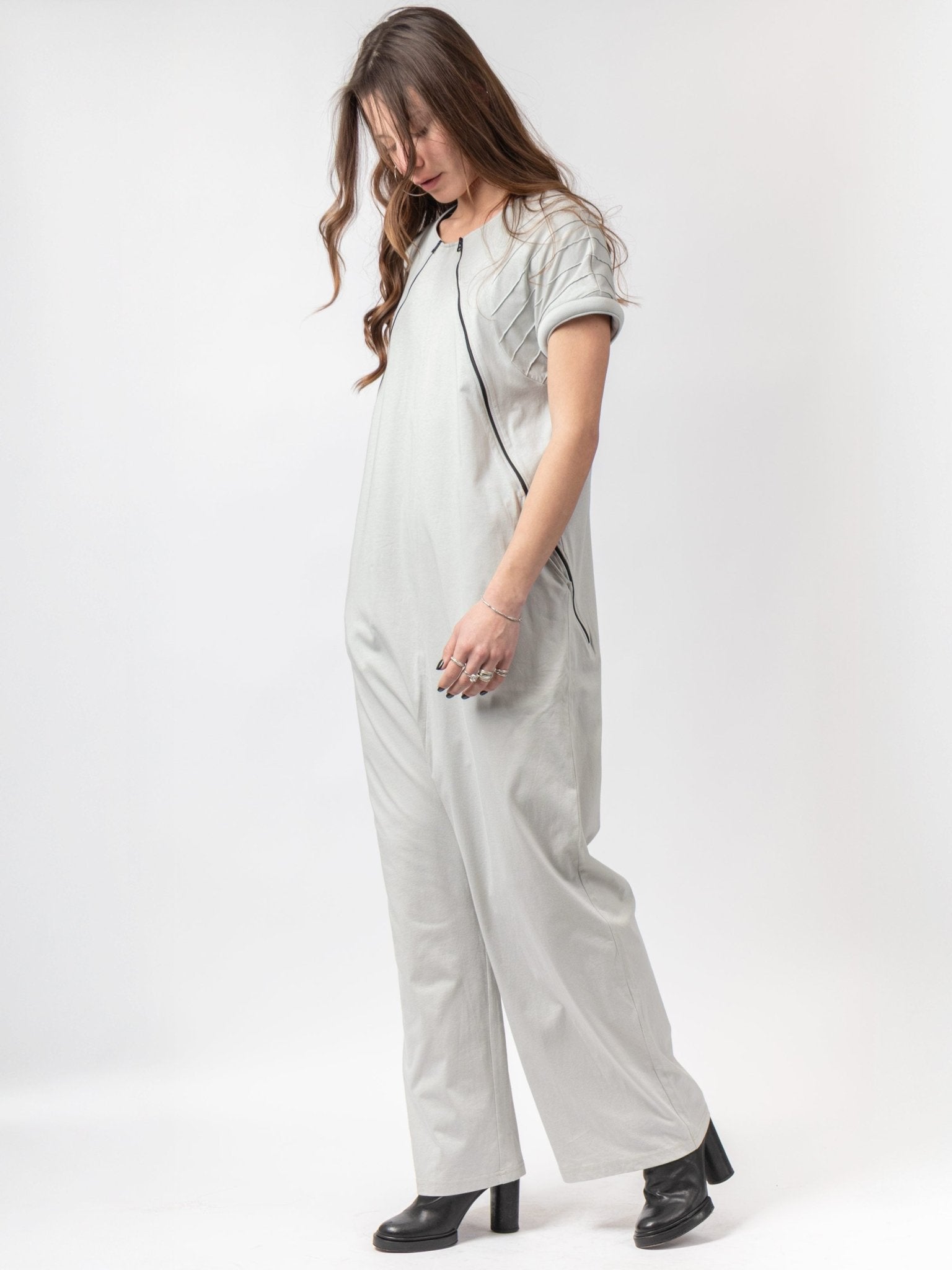 Pleated Shoulder Jumpsuit - by VAGUE
