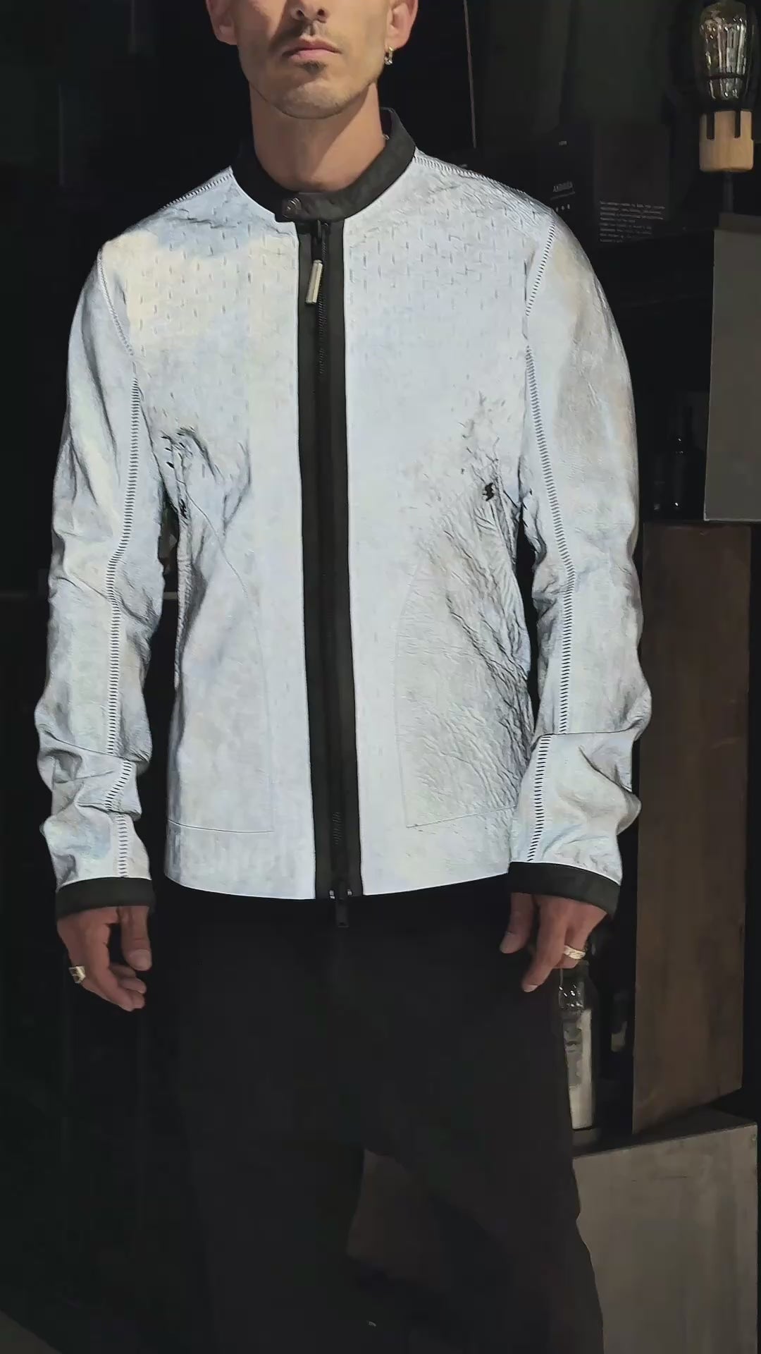 Isaac Sellam SYDERAL Reflective Leather Biker | INN7
