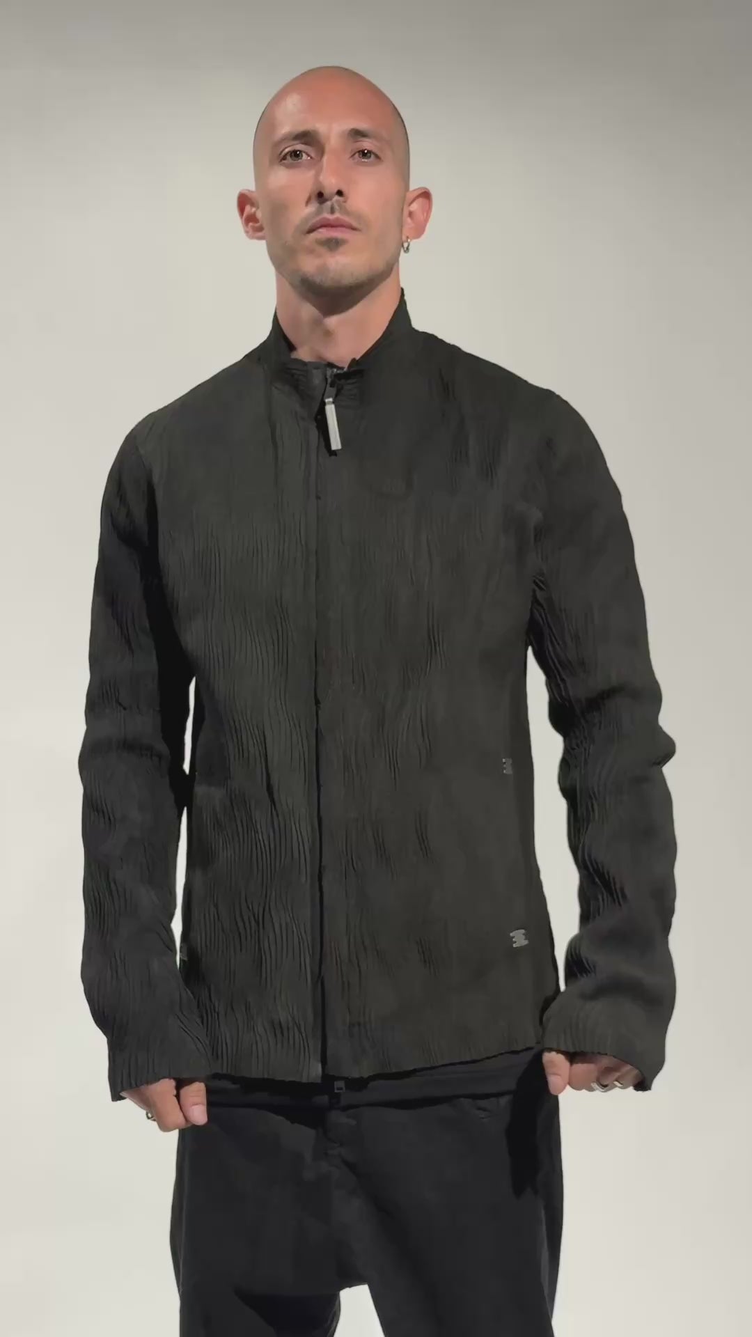 Wavy Pleated Leather Spine Jacket by ISAAC SELLAM | INN7fashion