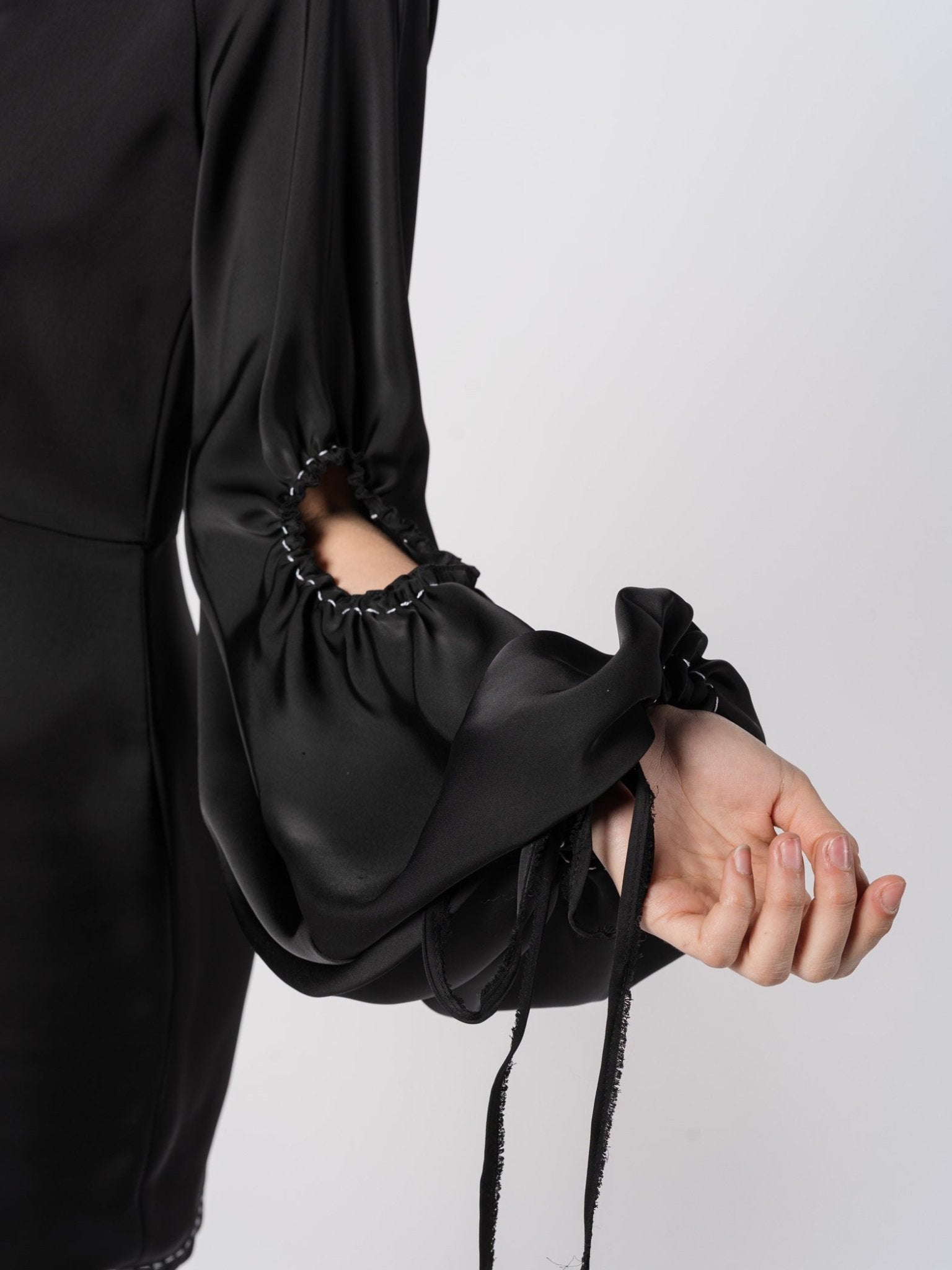 Puff - Sleeve Satin Mini Dress - by SHARONA SHARVIT