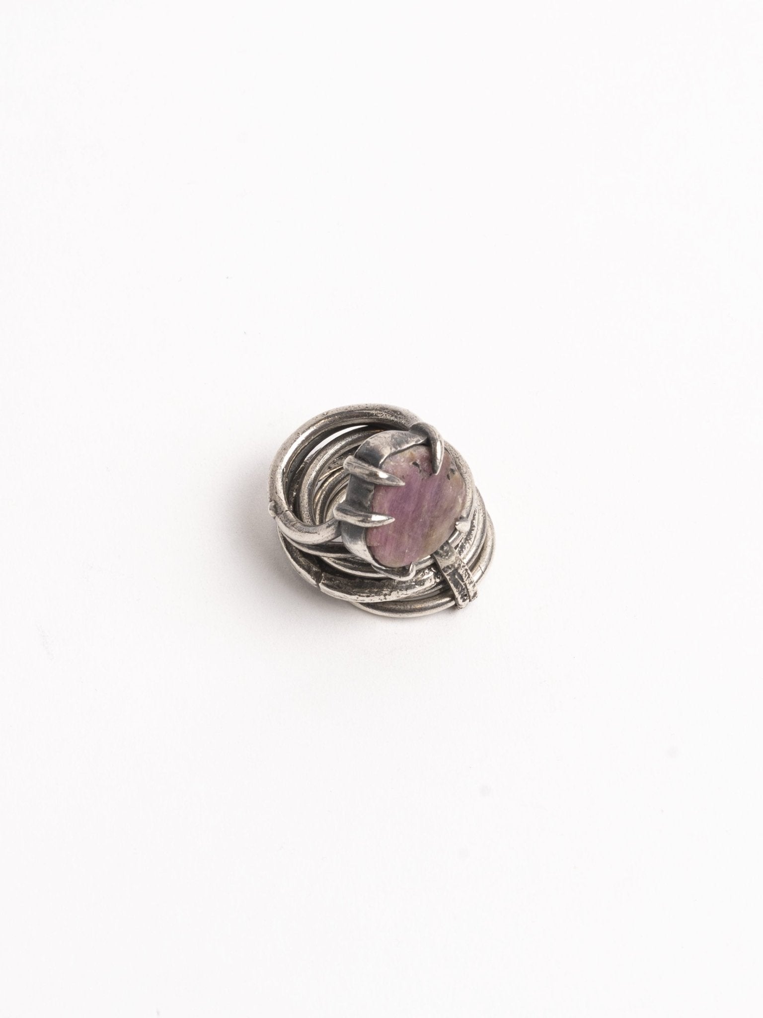 MAYA NOACH Raw Ruby Multi-Layered Ring, top ring and stone detail view