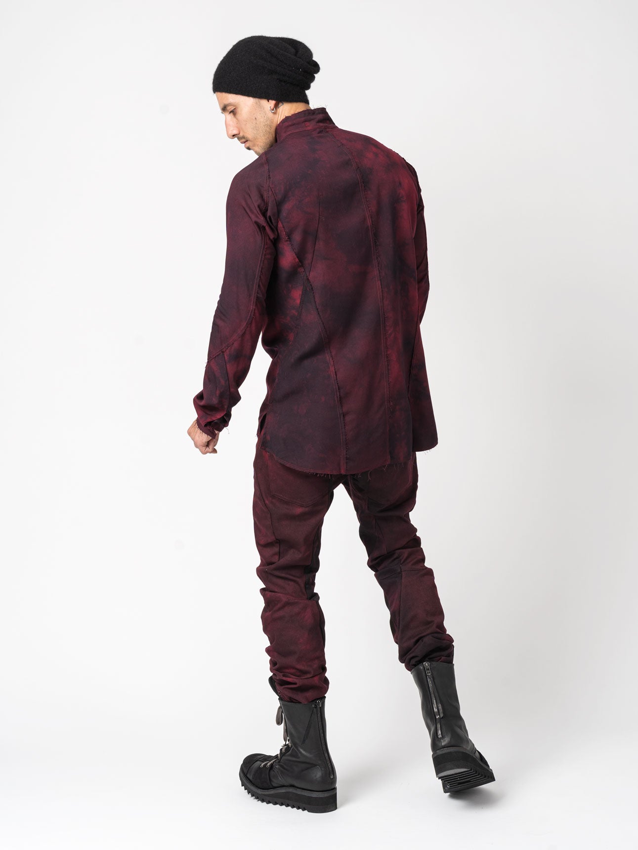 Rayon Twill Cut - Off Band Collar Shirt - by D.HYGEN