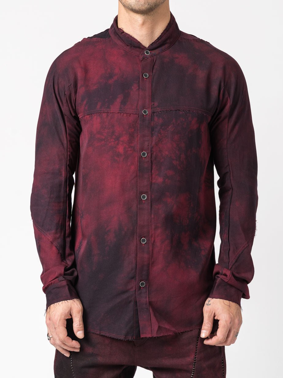 Rayon Twill Cut - Off Band Collar Shirt - by D.HYGEN