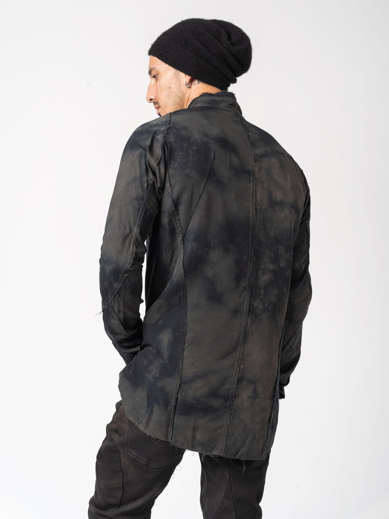 Rayon Twill Cut - Off Band Collar Shirt - by D.HYGEN