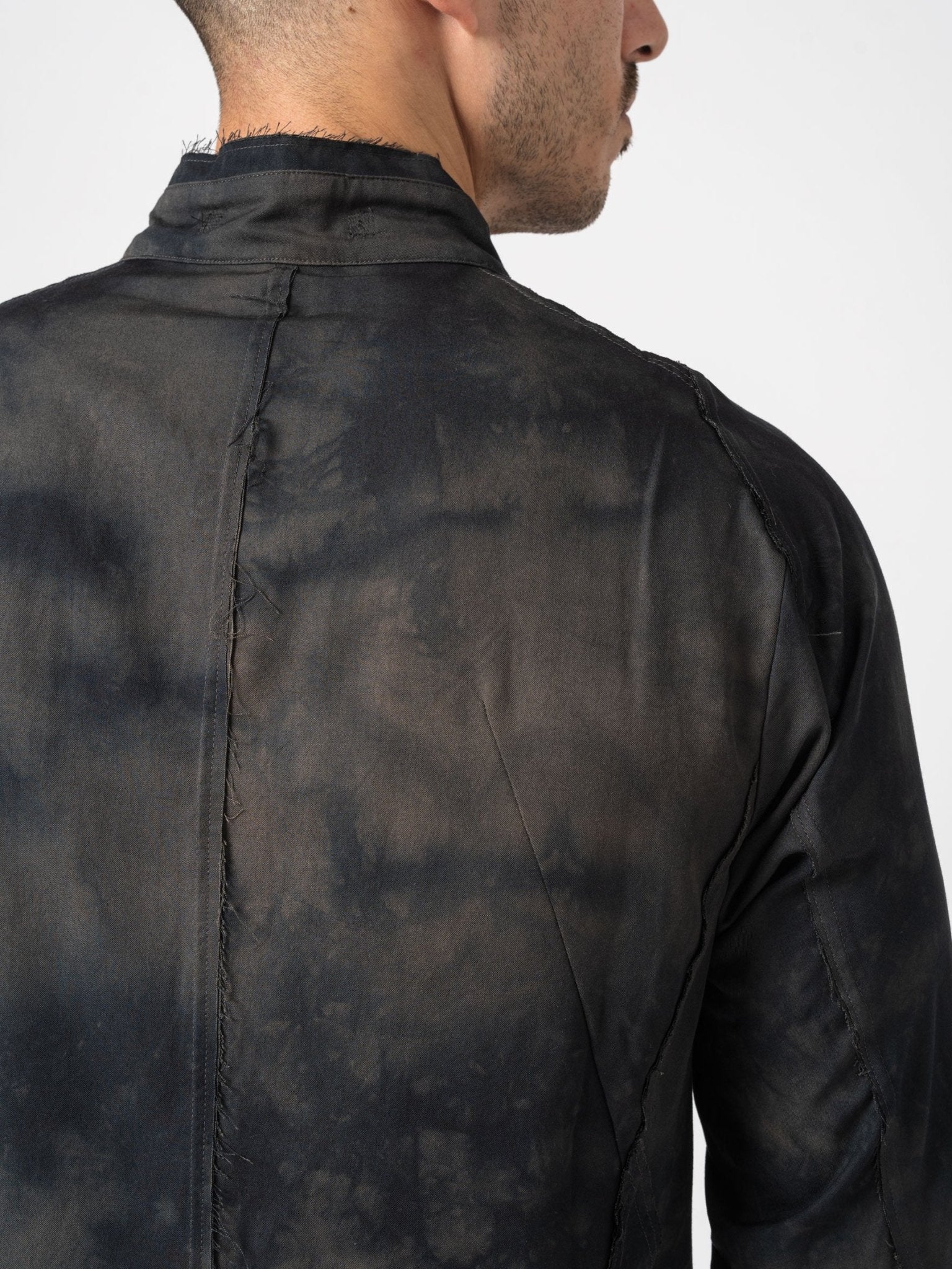 Rayon Twill Cut - Off Band Collar Shirt - by D.HYGEN