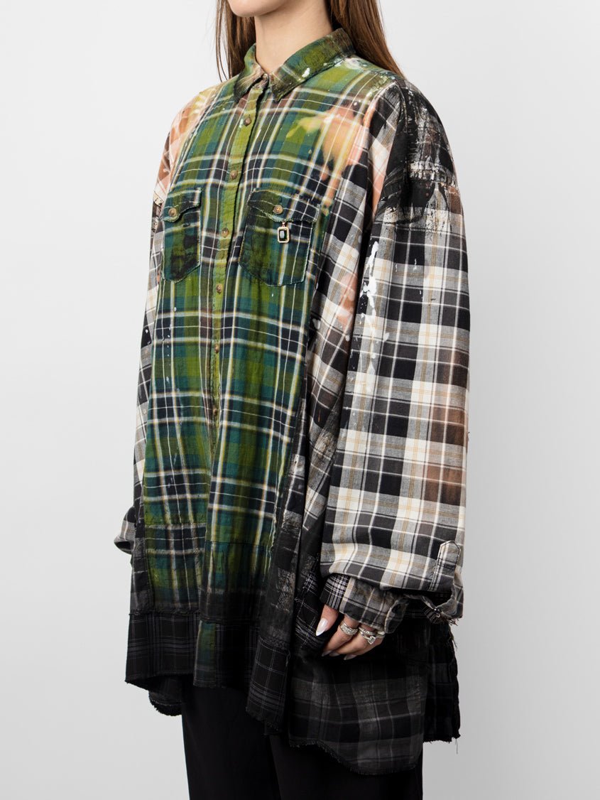Reconstructed Layered Flannel Shirt - by OSHKO