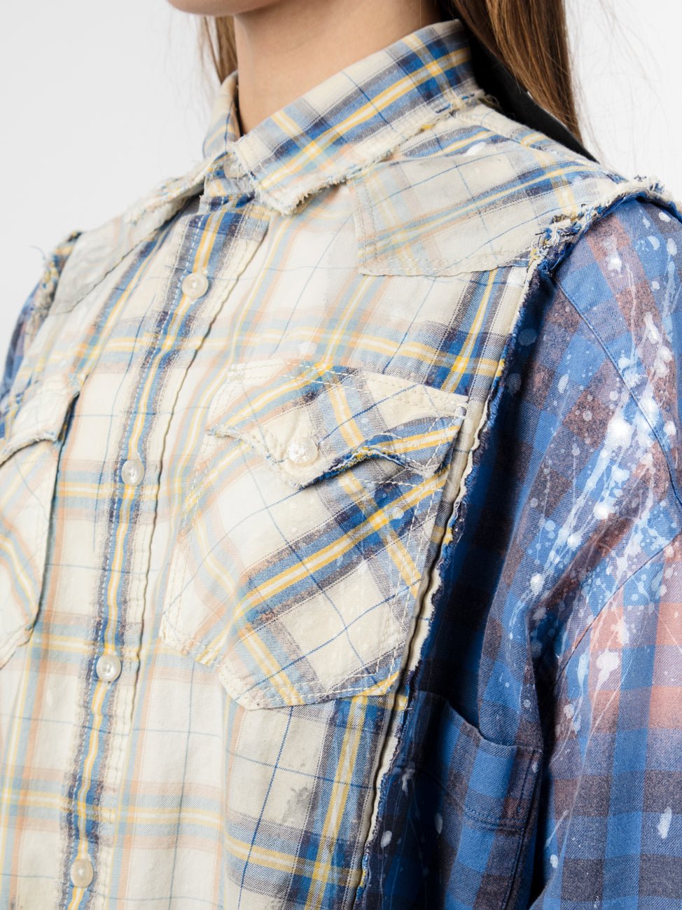 Reconstructed Western Patchwork Shirt - by OSHKO