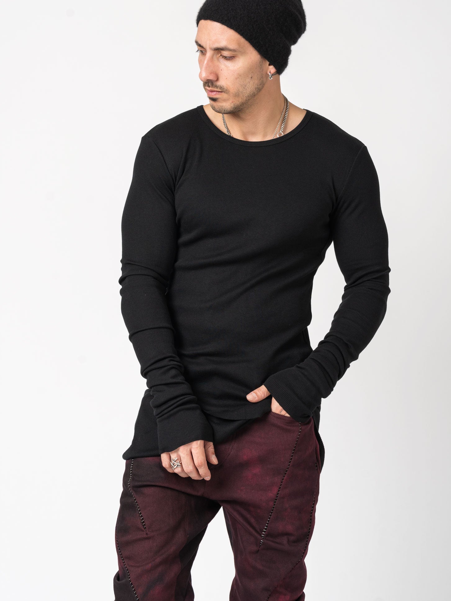 Rib Long Sleeve T-Shirt - by D.HYGEN