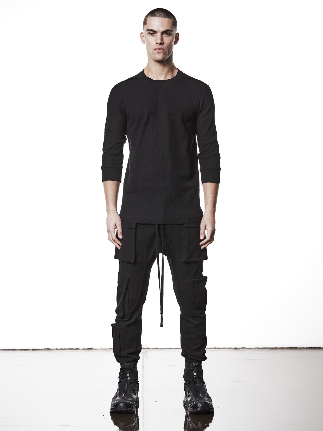 Ribbed Half - Sleeve T-Shirt - by THOM KROM