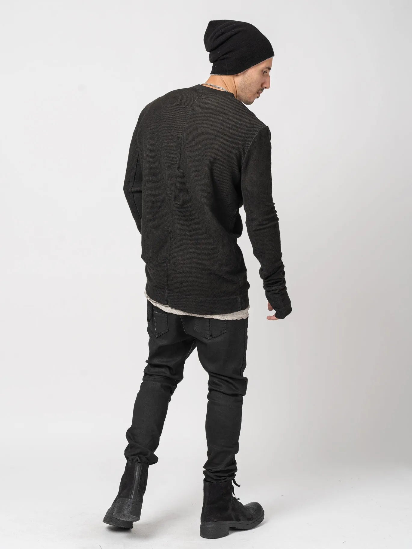 Ribbed Long - Sleeve Sweatshirt - by MD75