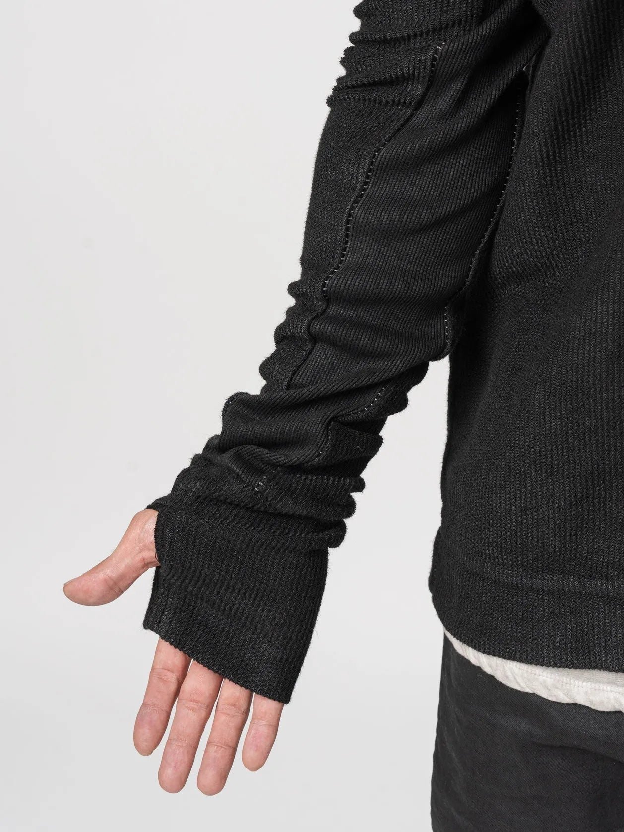 Ribbed Long - Sleeve Sweatshirt - by MD75