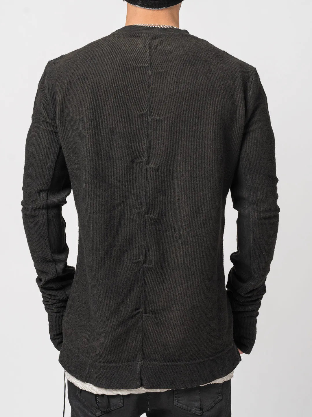 Ribbed Long - Sleeve Sweatshirt - by MD75