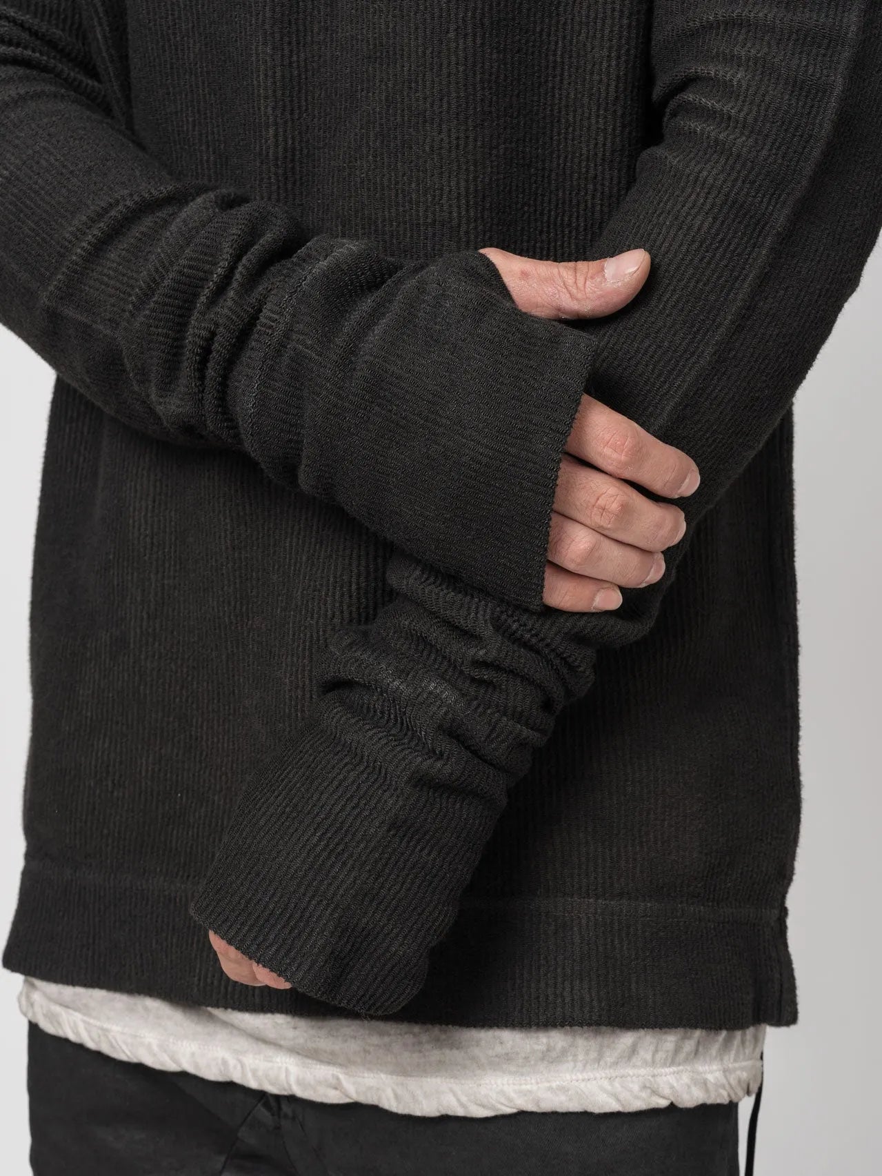 Ribbed Long - Sleeve Sweatshirt - by MD75
