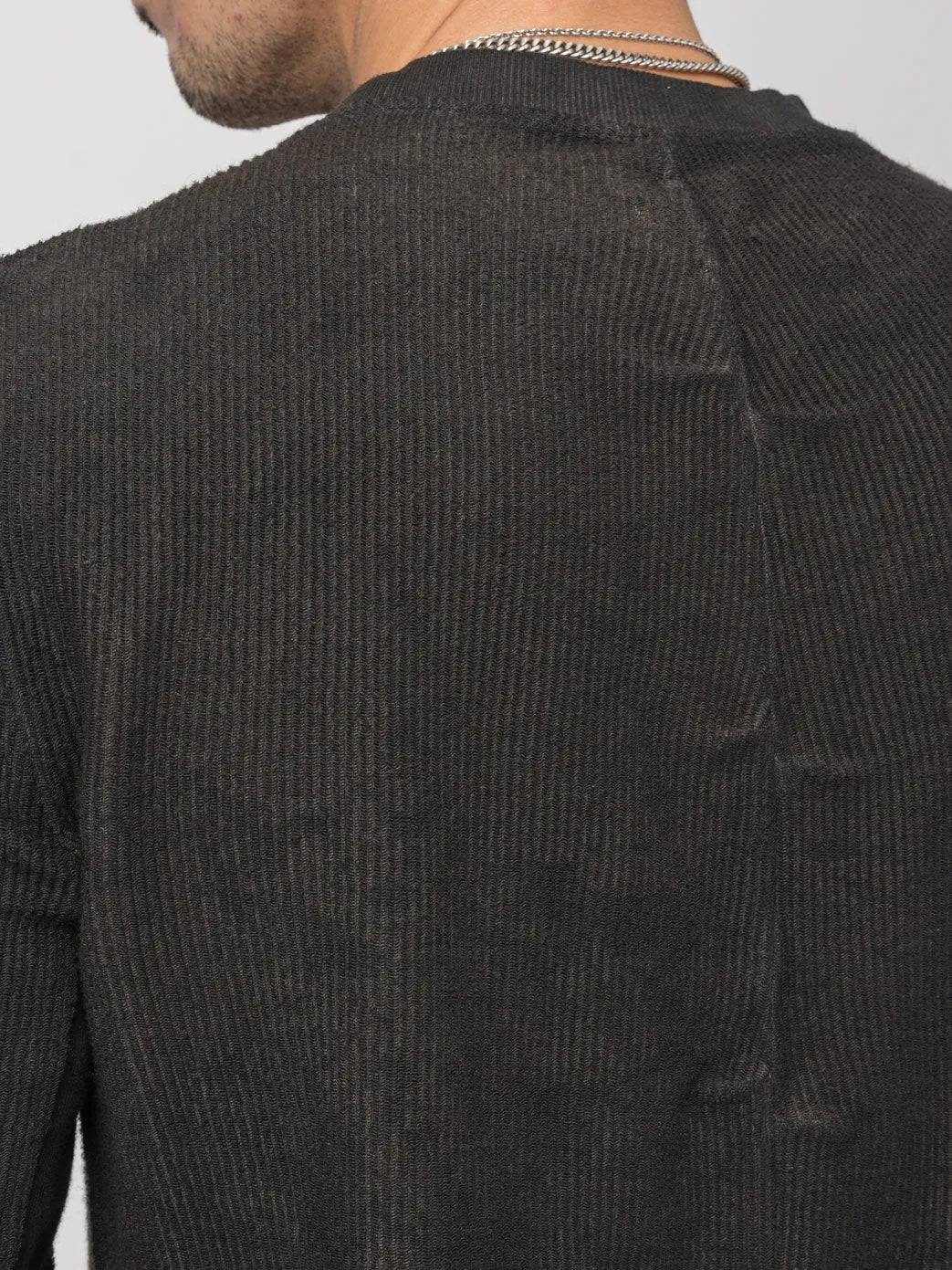 Ribbed Long - Sleeve Sweatshirt - by MD75