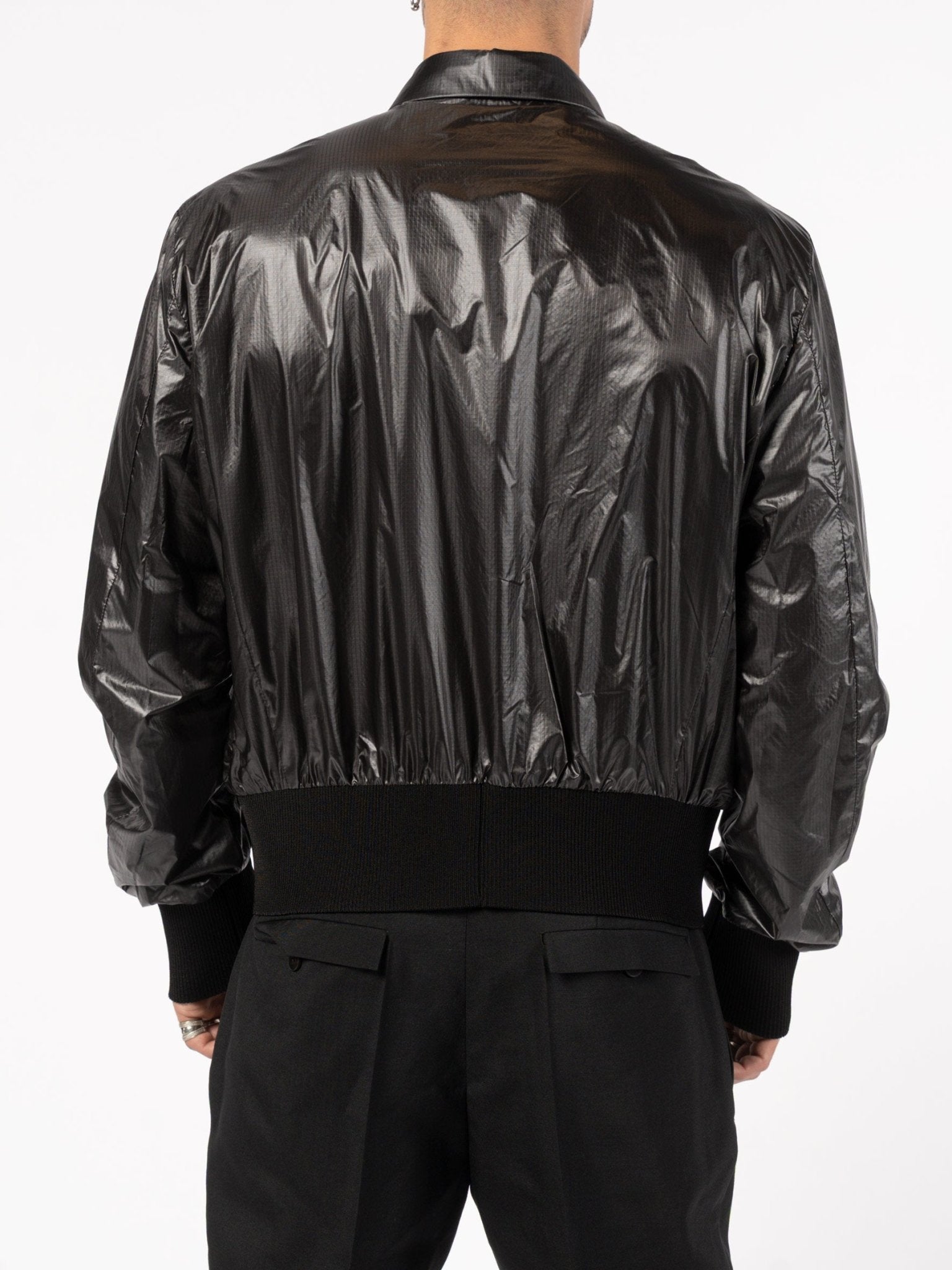 Ripstop Nylon Zip Jacket Black - Italian technical outerwear by SAPIO