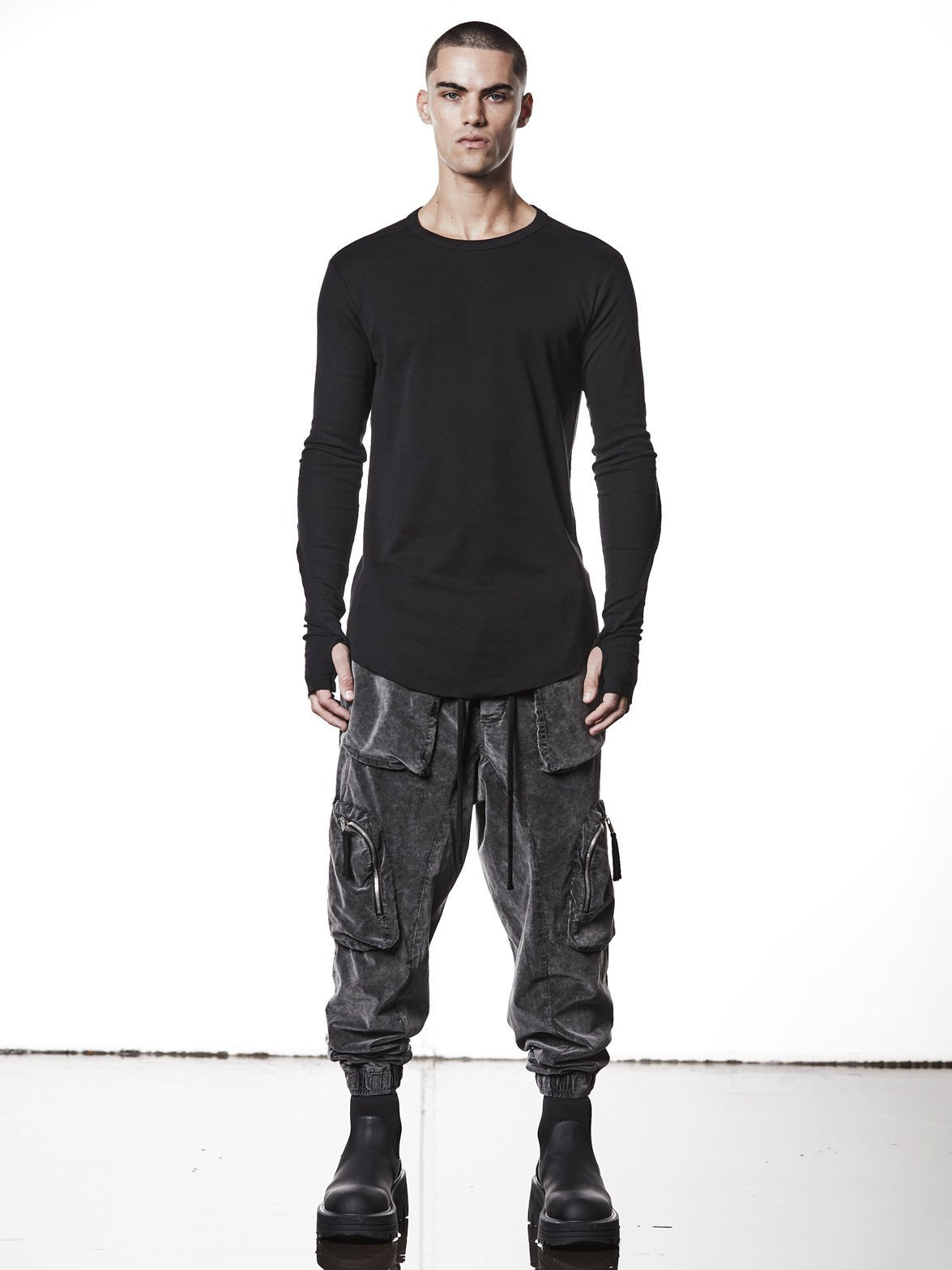 Round Neck Long - Sleeve T-Shirt - by THOM KROM