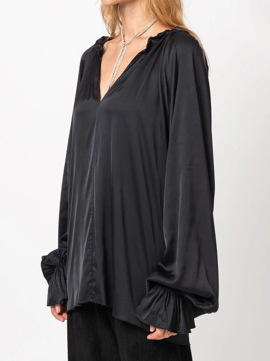 Ruffled V - Neck Blouse - by NOSTRA SANTISSIMA