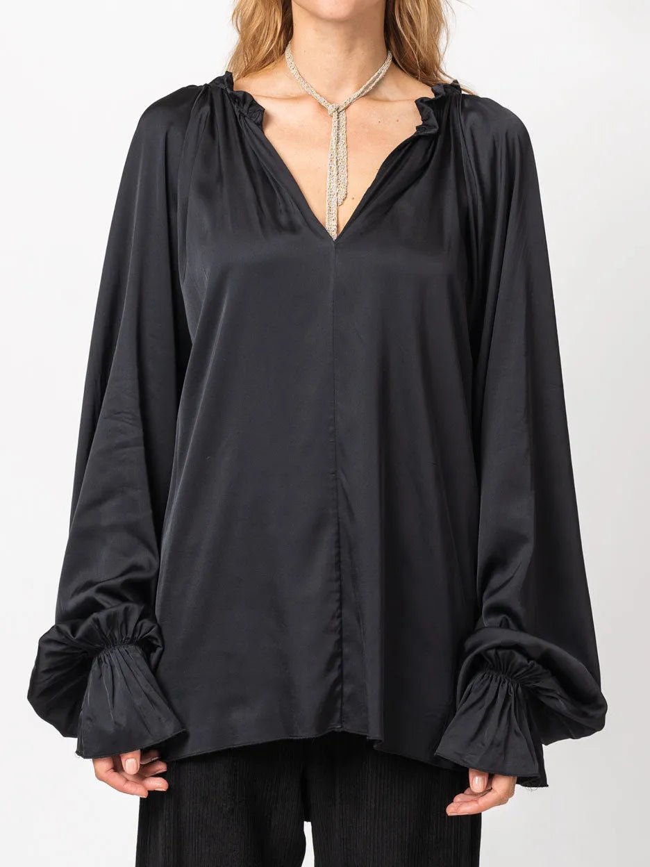 Ruffled V - Neck Blouse - by NOSTRA SANTISSIMA