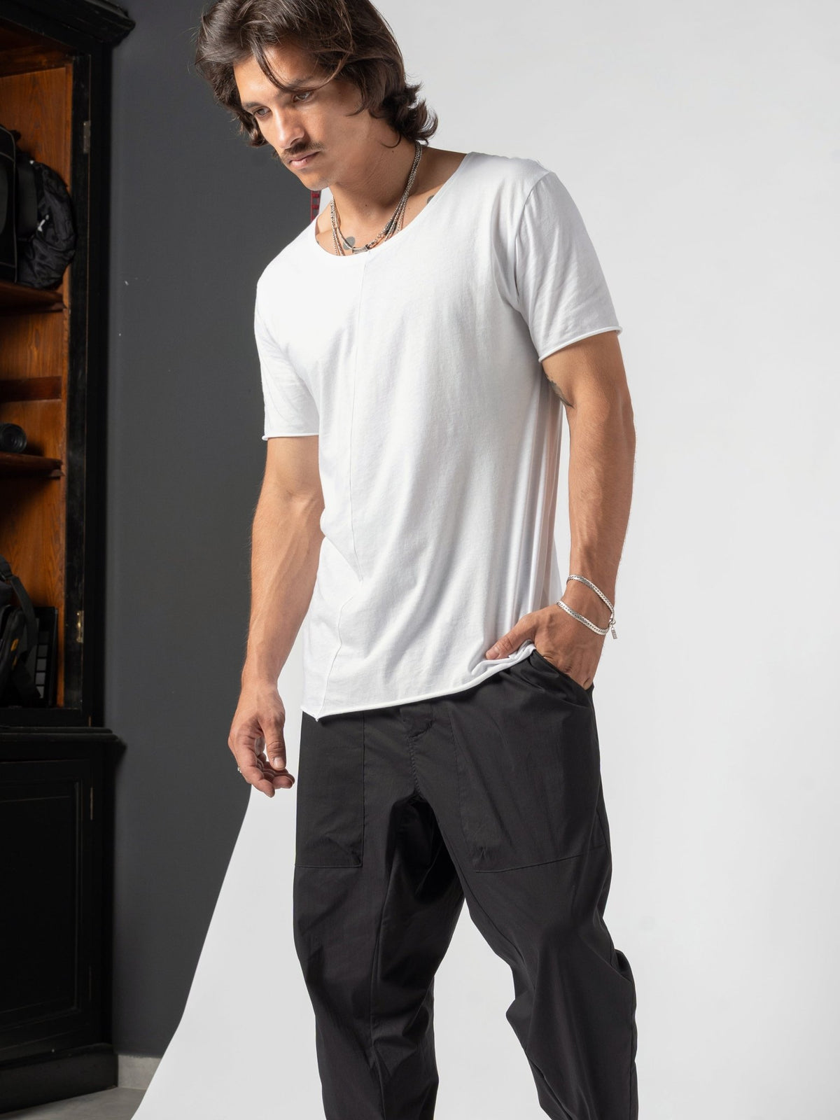 Scoop Neck Cotton T-Shirt - by AITO