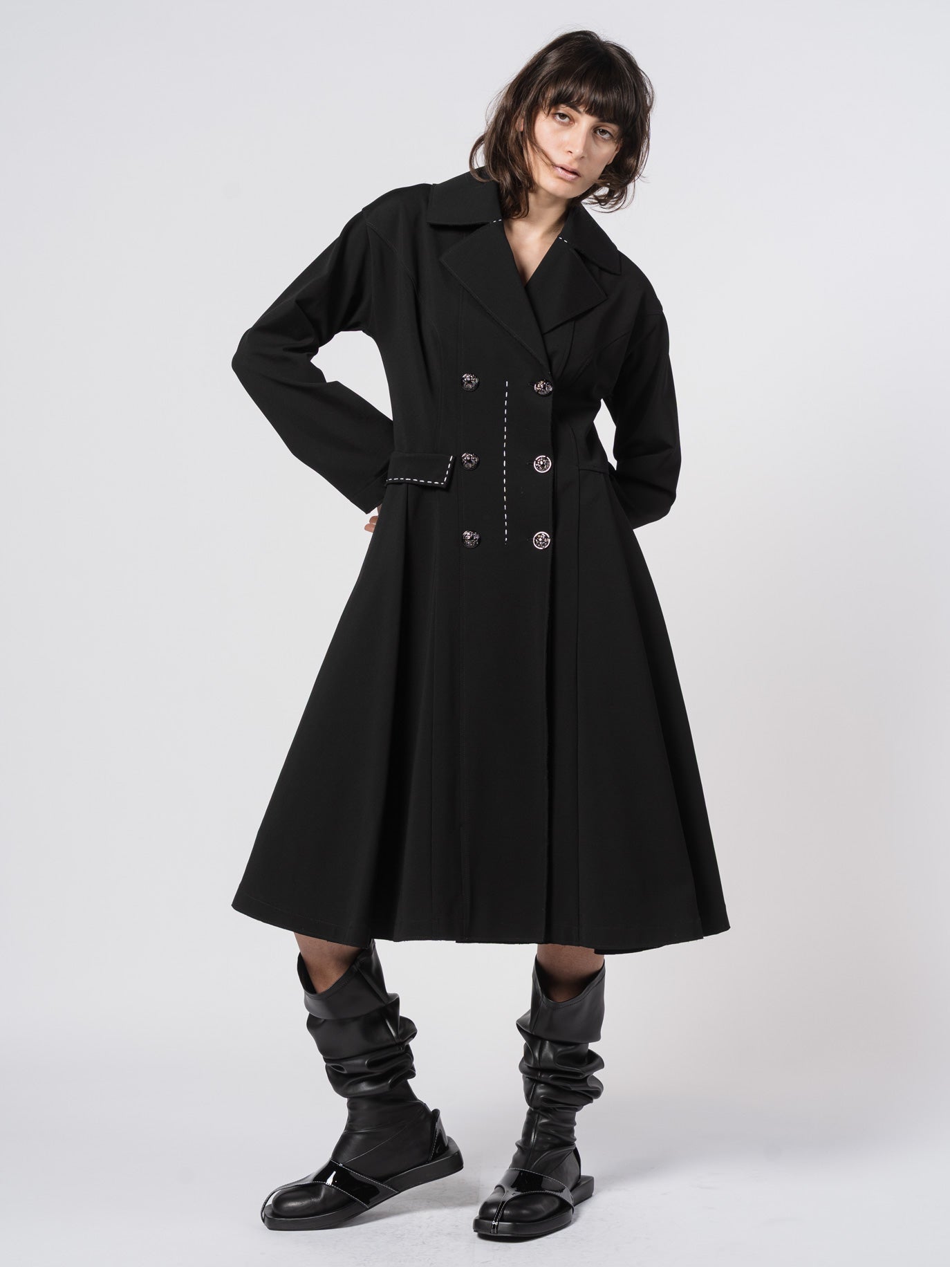 Seamed Long Tailored Coat - by SHARONA SHARVIT