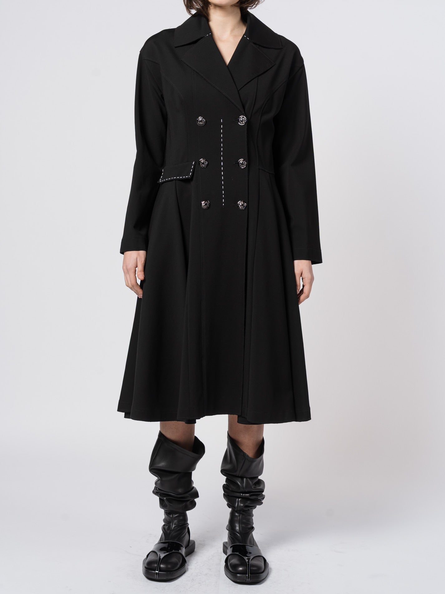 Seamed Long Tailored Coat - by SHARONA SHARVIT