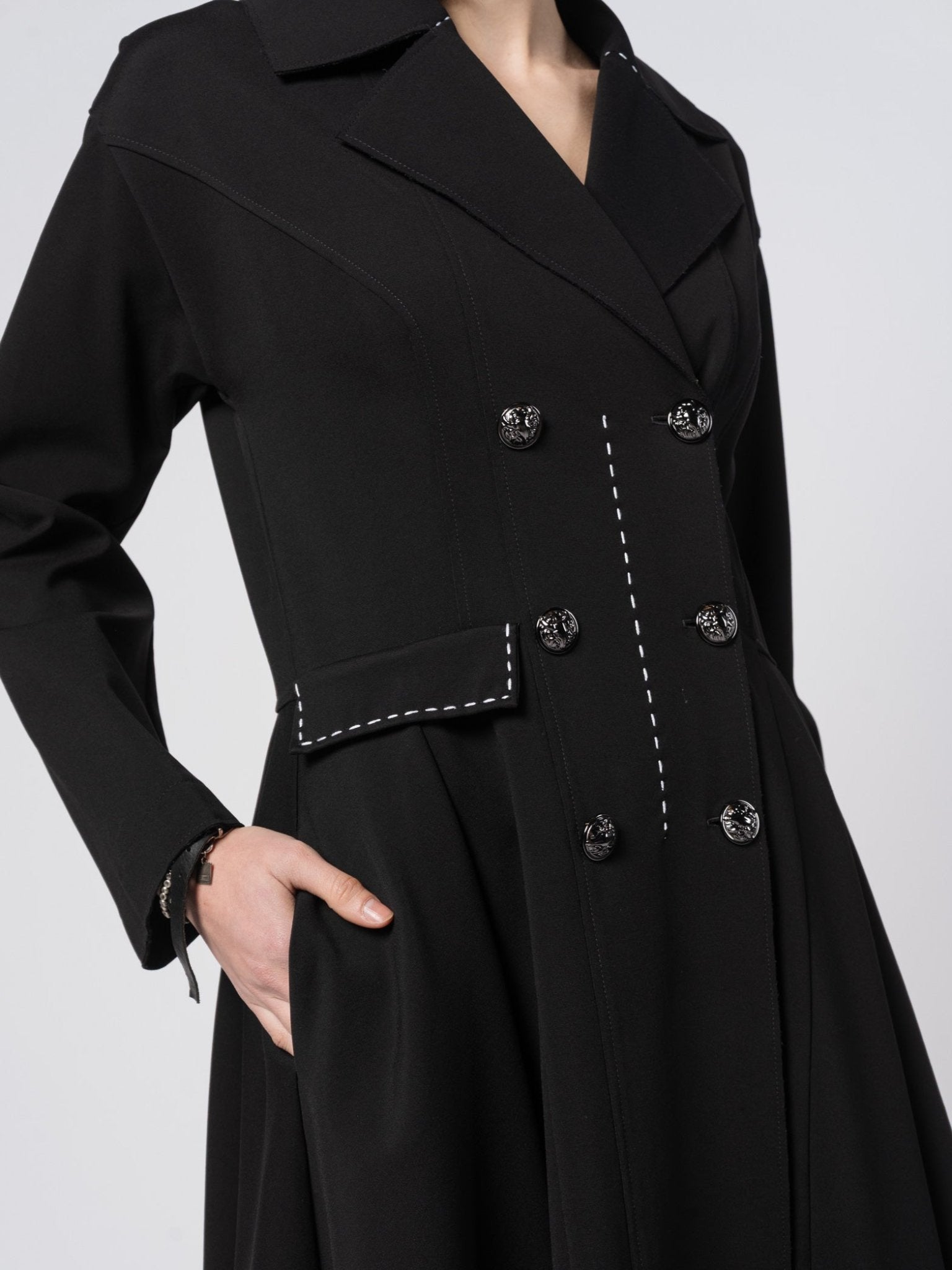 Seamed Long Tailored Coat - by SHARONA SHARVIT