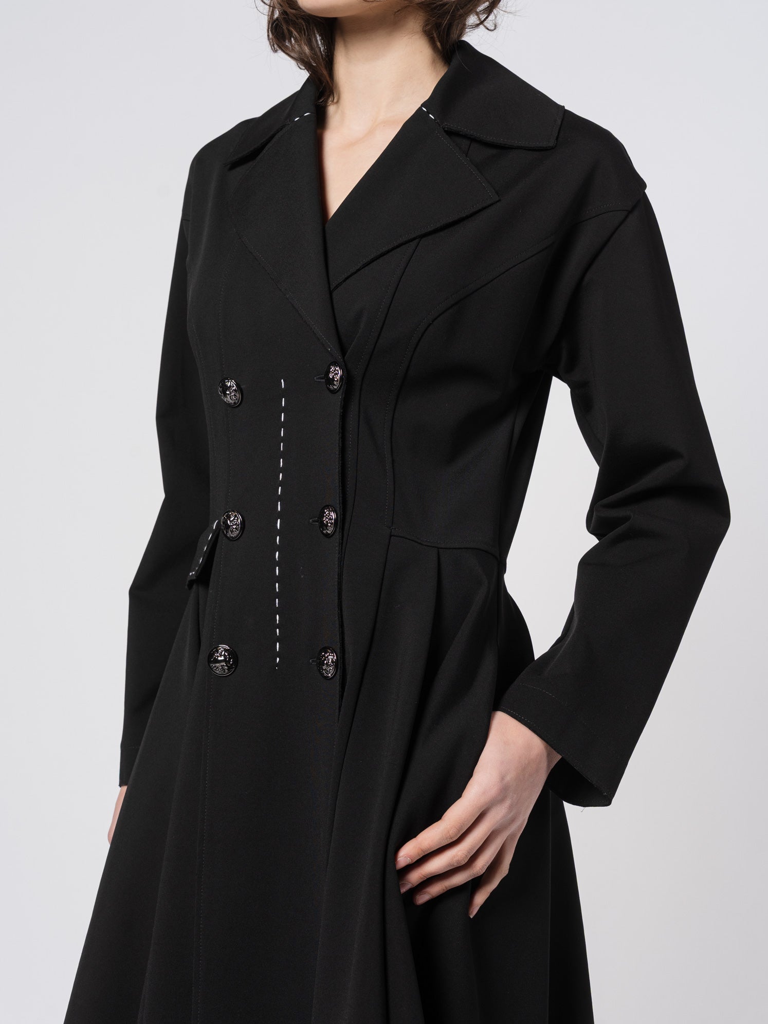 Seamed Long Tailored Coat - by SHARONA SHARVIT