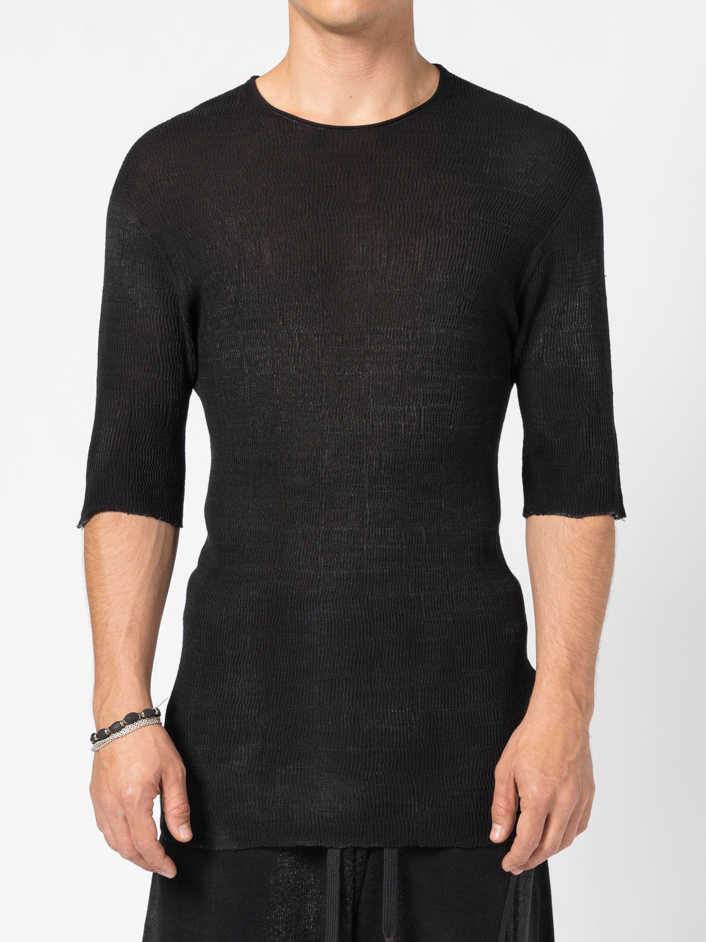 Semi - Sheer Rib Knit Tee - by MD75