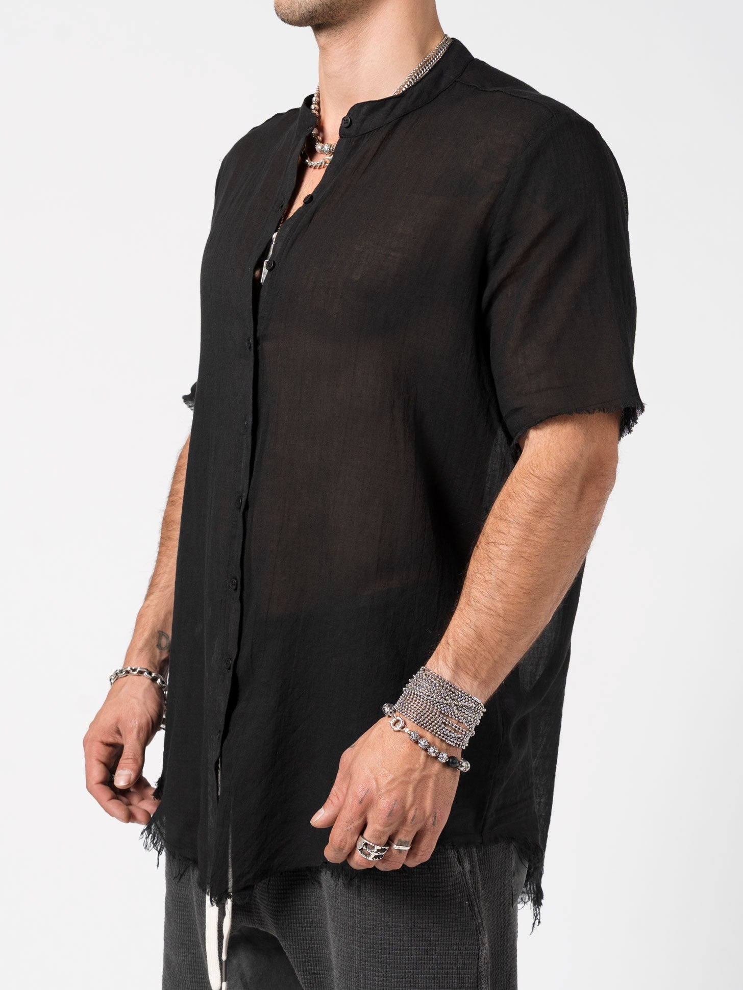 Sheer Cotton Short - Sleeve Shirt - by AITO