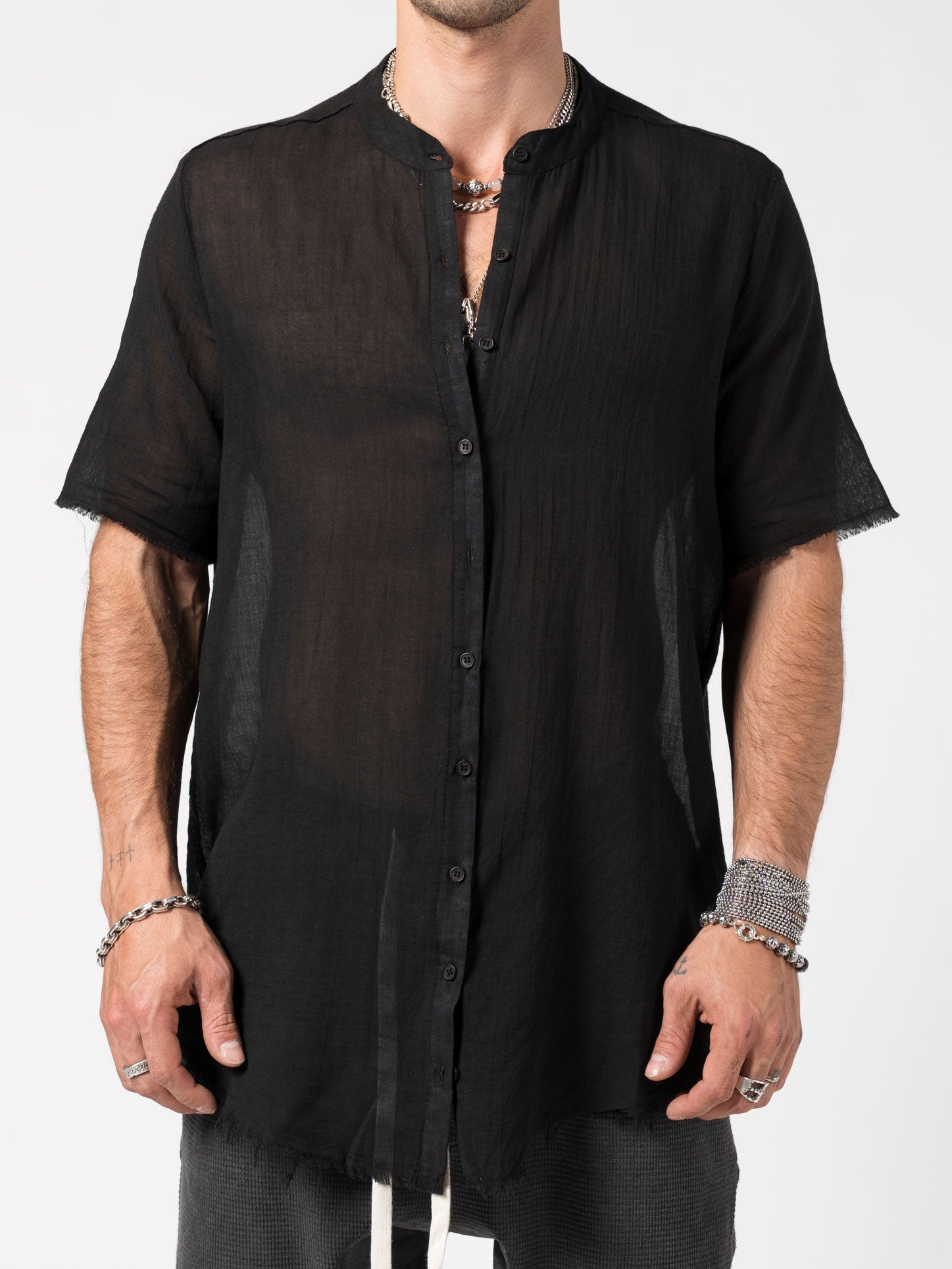Sheer Cotton Short - Sleeve Shirt - by AITO