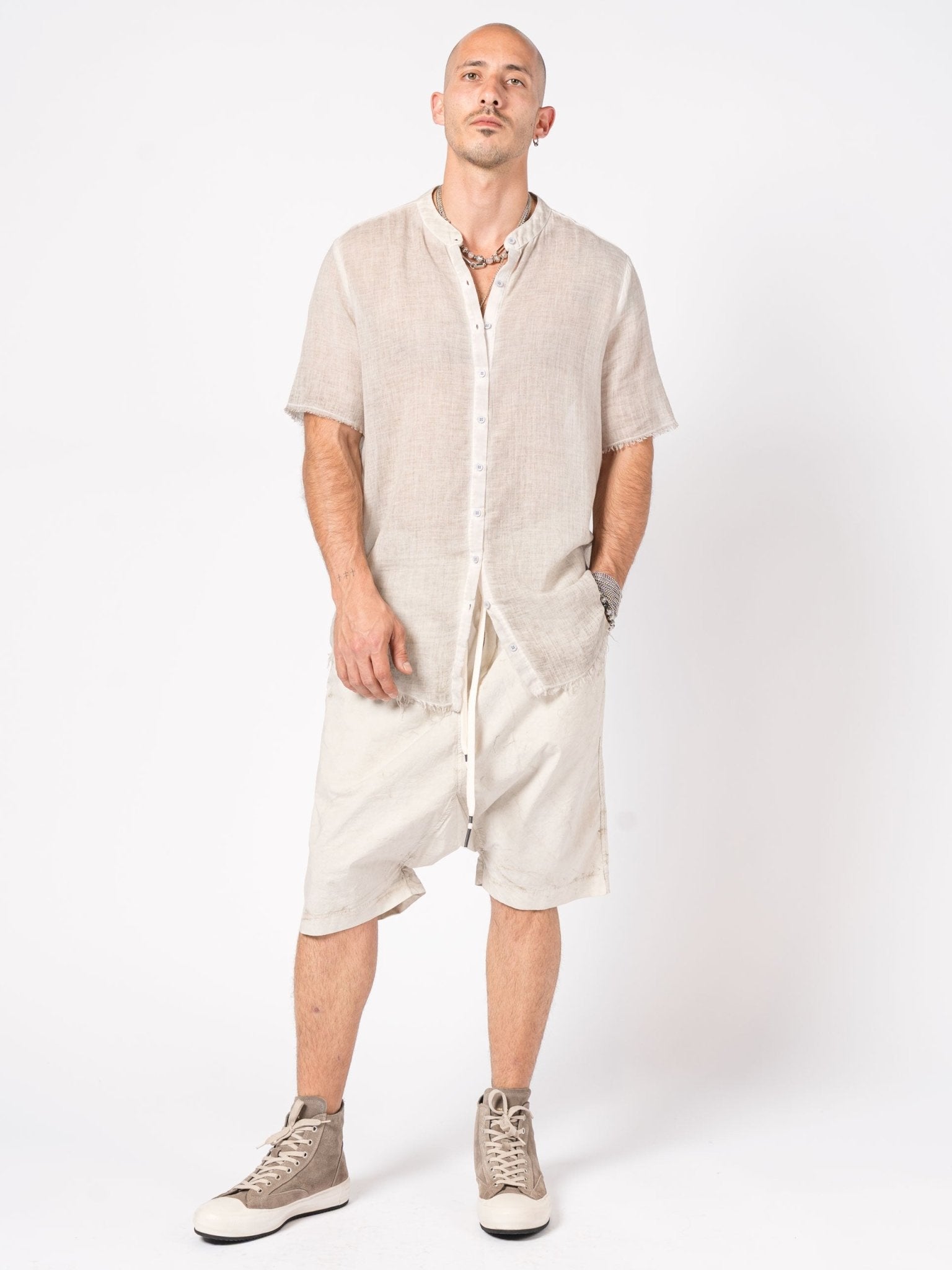 Sheer Cotton Short - Sleeve Shirt - by AITO