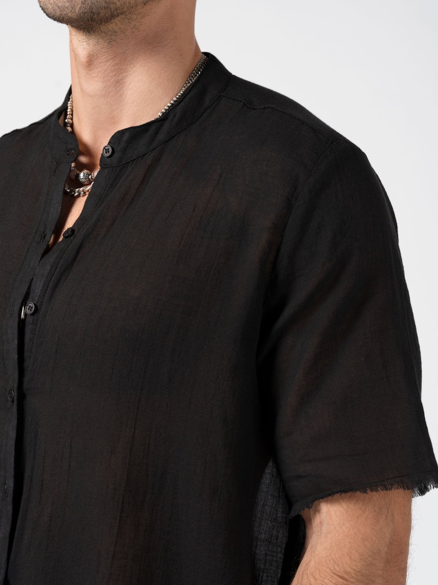 Sheer Cotton Short - Sleeve Shirt - by AITO