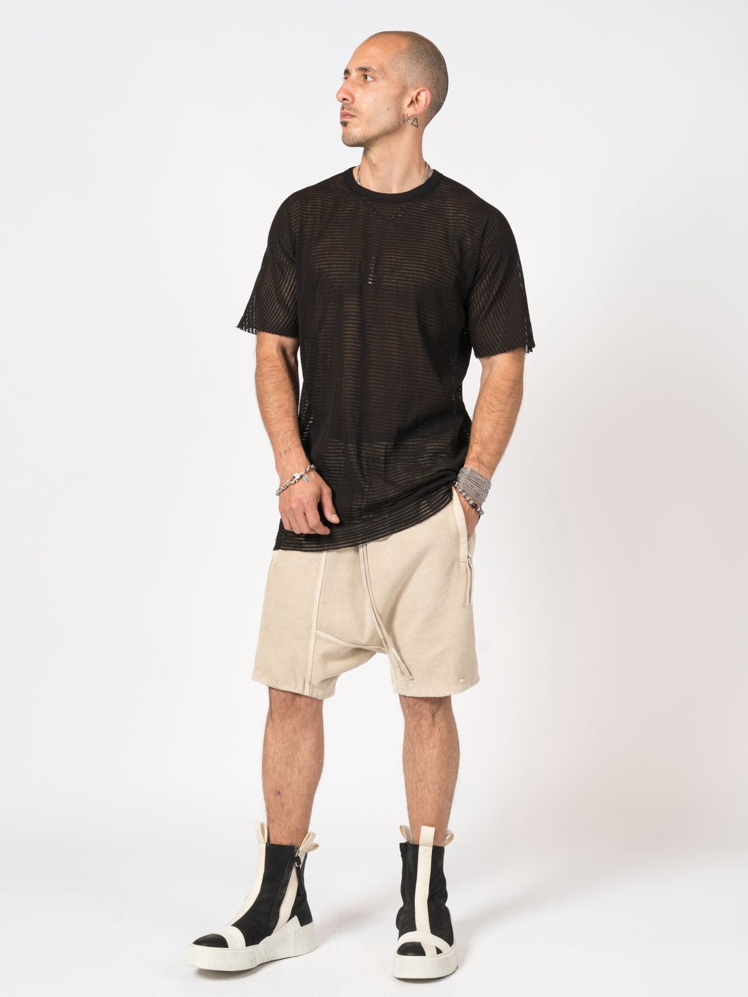 Sheer Knit T-Shirt in Cashmere Blend - by BORIS BIDJAN SABERI
