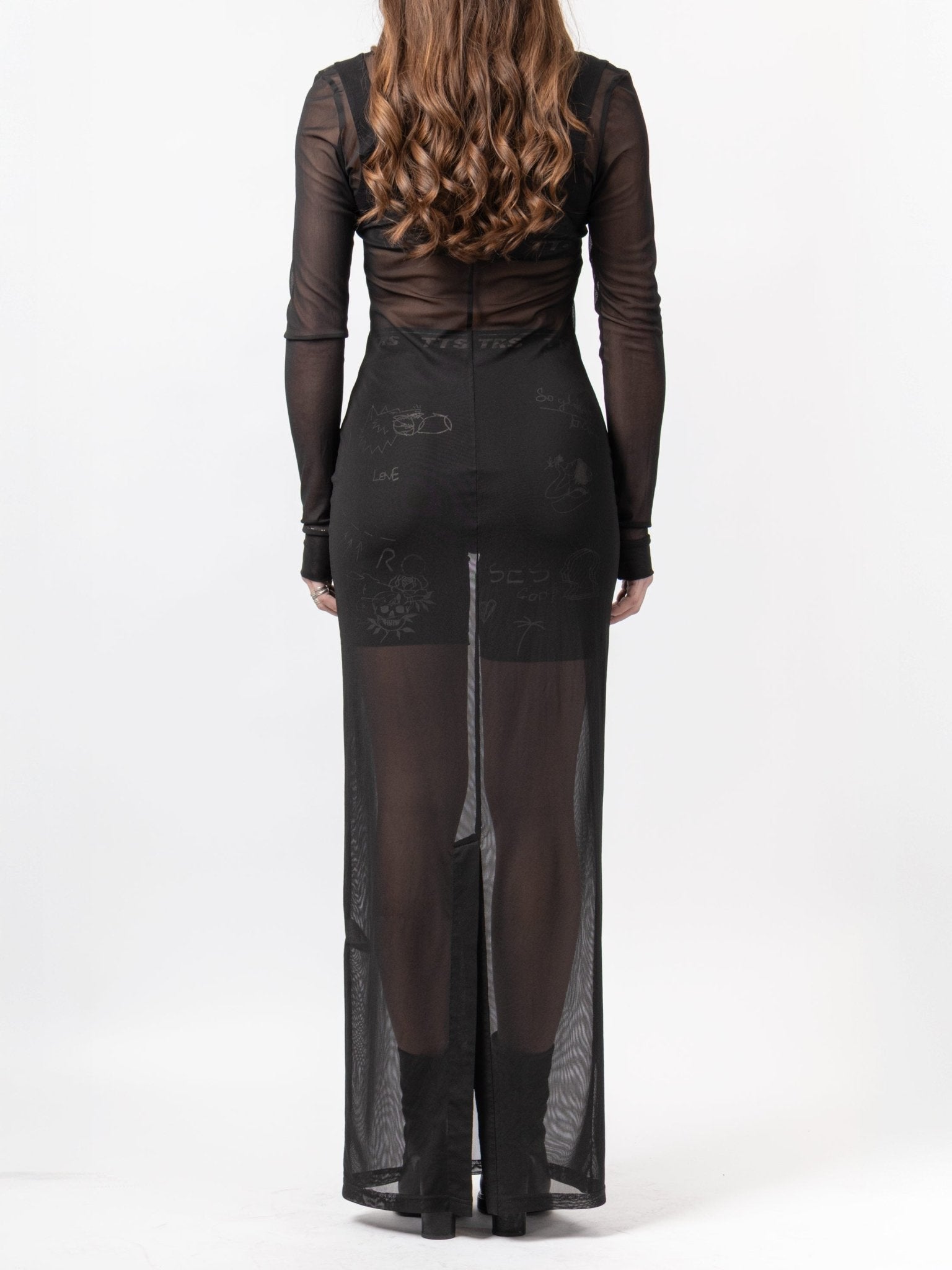 holiday movie dress to impress Sheer Mesh Maxi Dress
