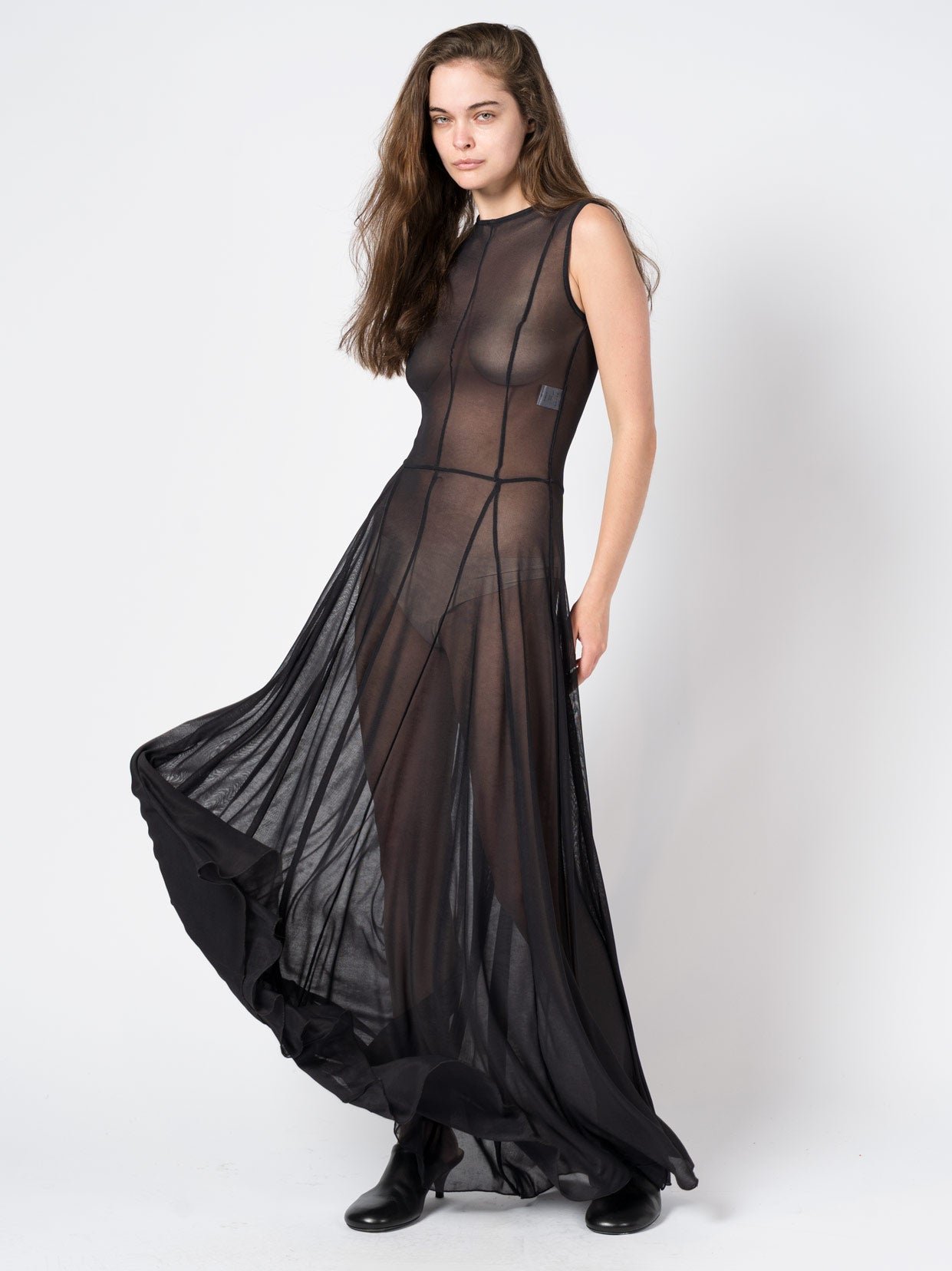 Sheer Sleeveless Mesh Panel Dress - by NOSTRA SANTISSIMA