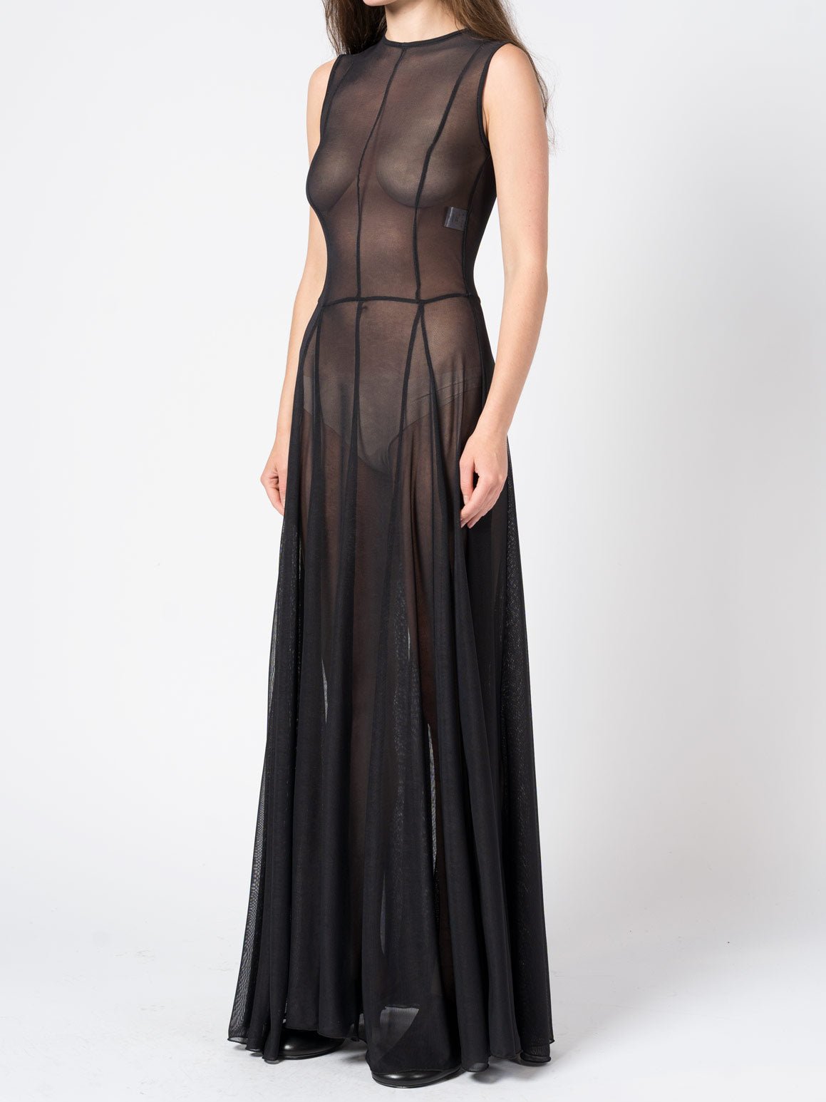 Sheer Sleeveless Mesh Panel Dress - by NOSTRA SANTISSIMA