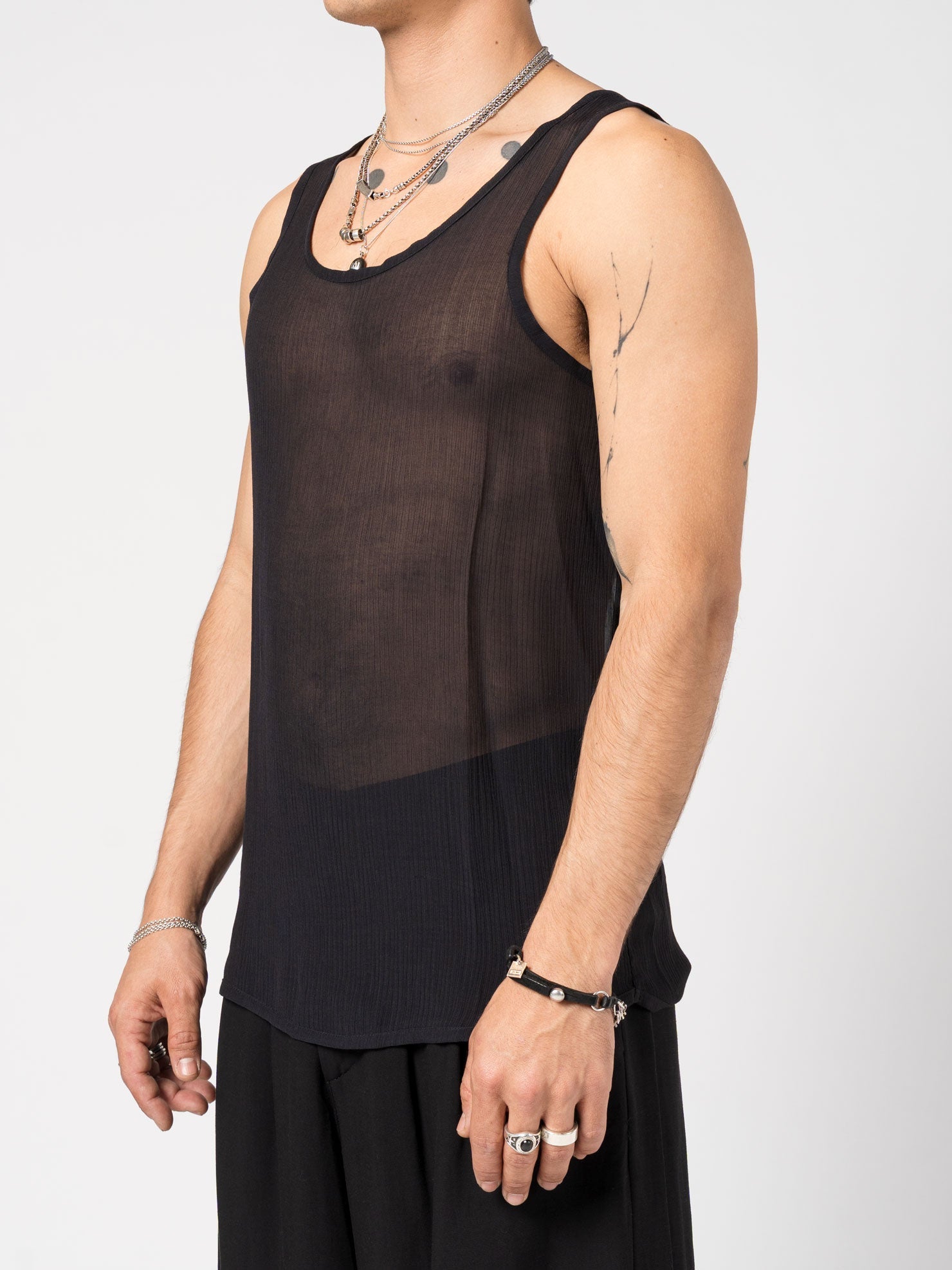 Sheer Textured Tank Top - by NOSTRA SANTISSIMA
