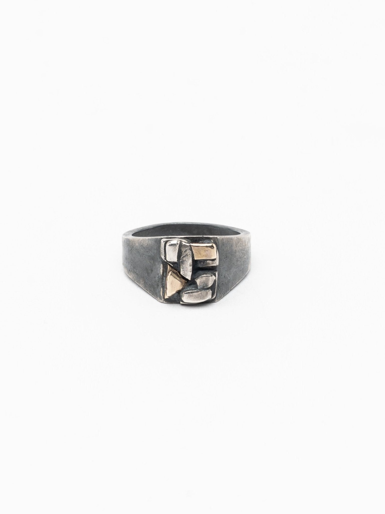 Signet Ring with Geometric Gold Inlays - by CEDAR