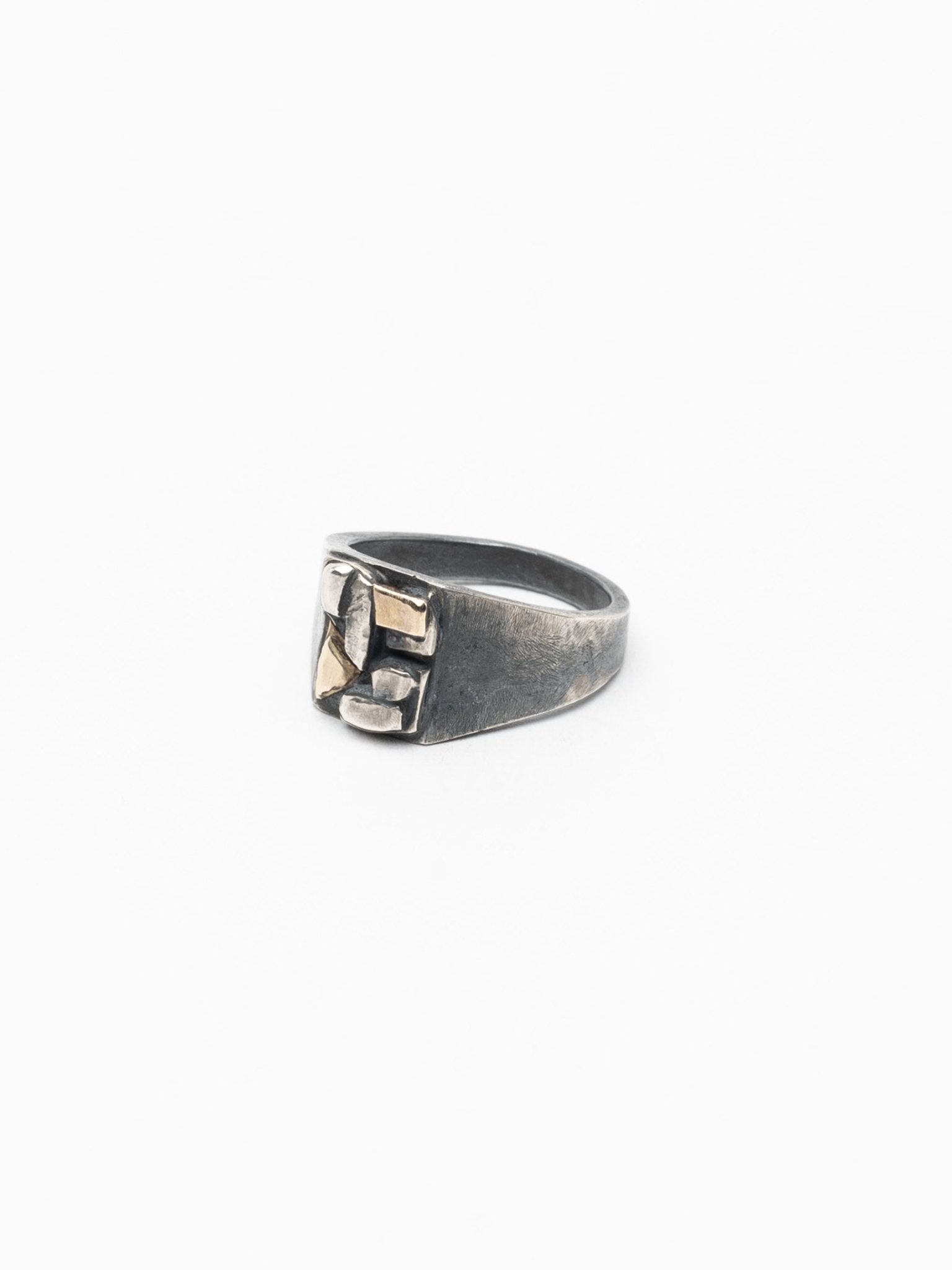Signet Ring with Geometric Gold Inlays - by CEDAR